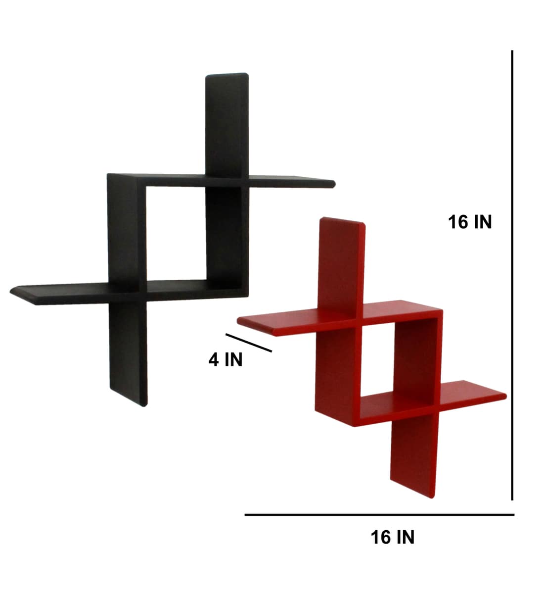 Buy Engineered Wood Floating Wall Shelves in Black Color by Home