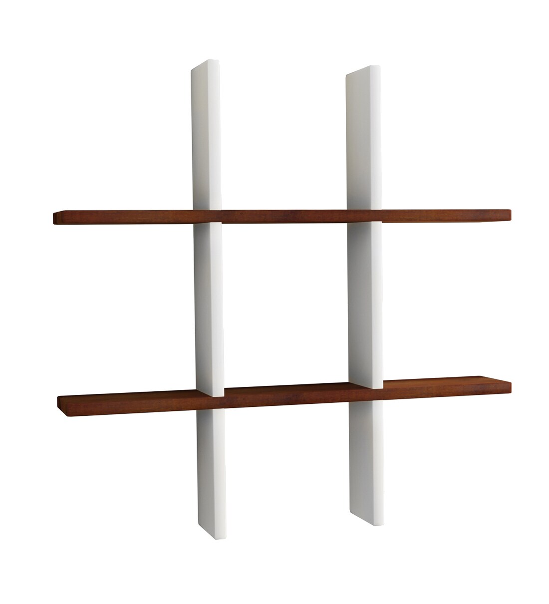 Buy Engineered Wood Floating Wall Shelves in White Color by Home