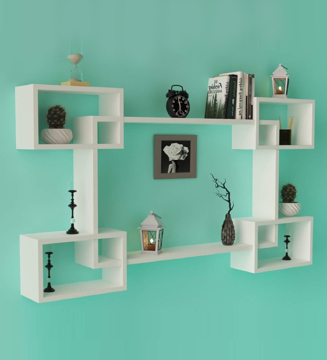 Buy Engineered Wood Floating Wallshelves in White Colour Online