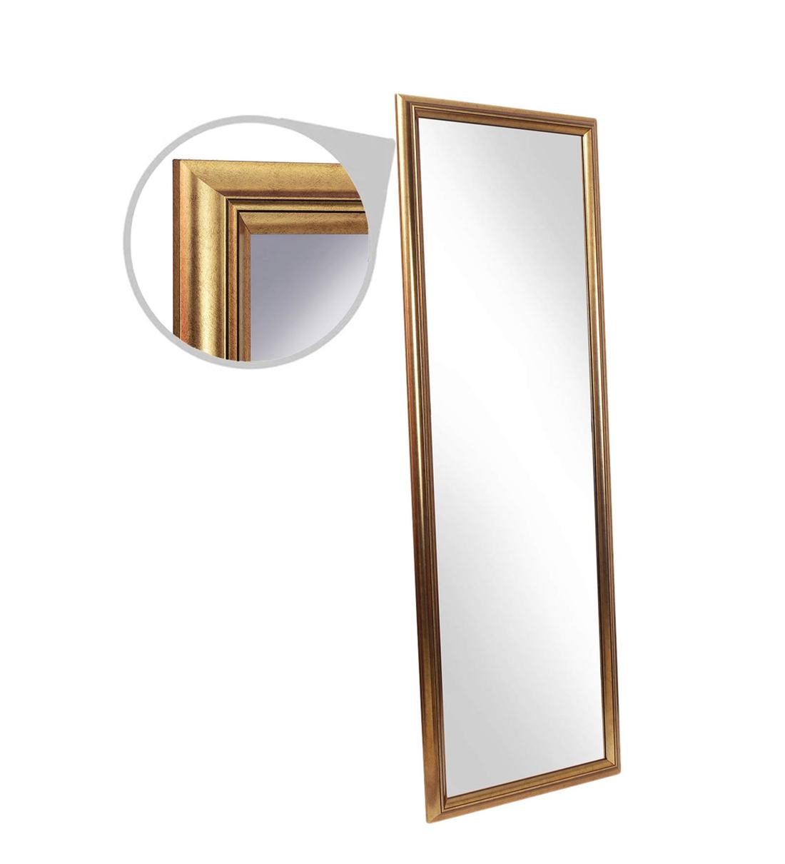 Buy Framed Full Length Wall Mirror In Golden Colour By Zahab Online