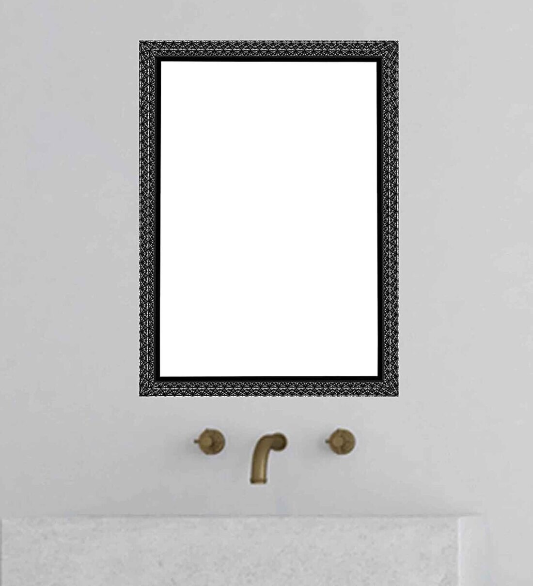 Buy Engineered Wood Rectangle Wall Mirror in Black Colour by