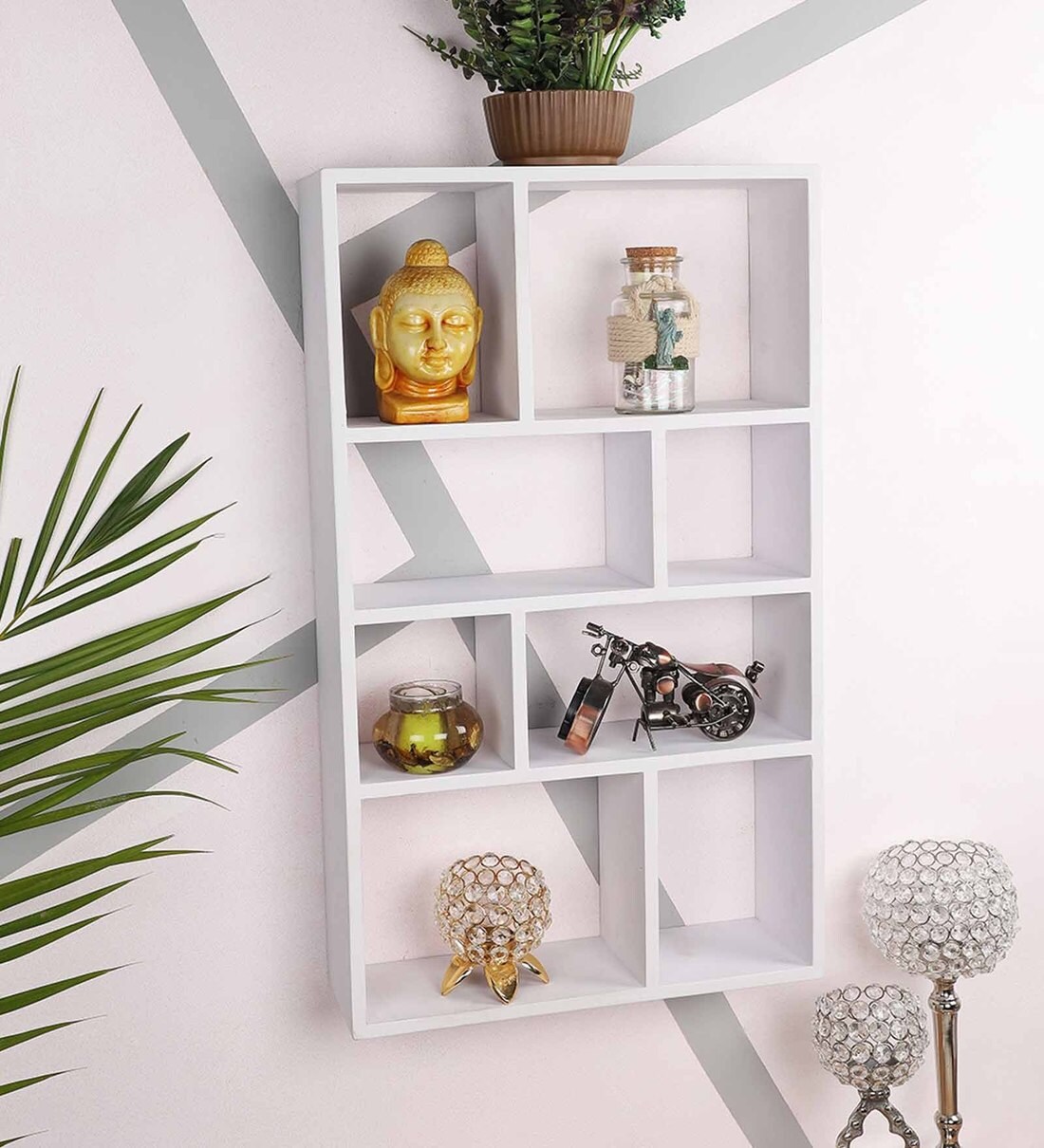 Buy Engineered Wood Wall Shelf in White Colour by Home Sparkle Online