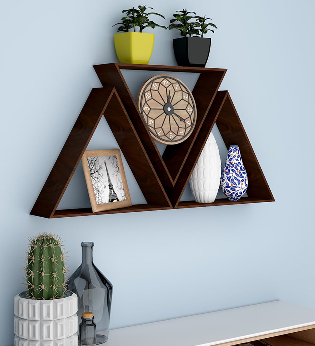 Buy Engineered Wood Wall Shelf in Walnut Finish By WallMantra at 41