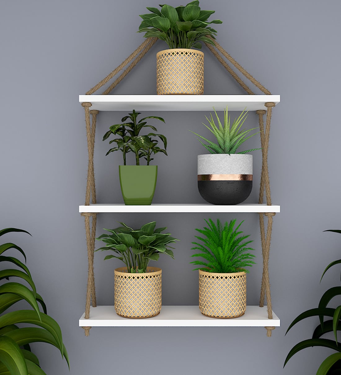 Buy Engineered Wood Wall Shelf in White Colour By WallMantra Online