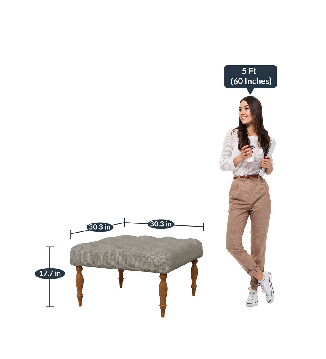 Buy English Ottoman in Bangalore Grey Colour by Chumbak Online