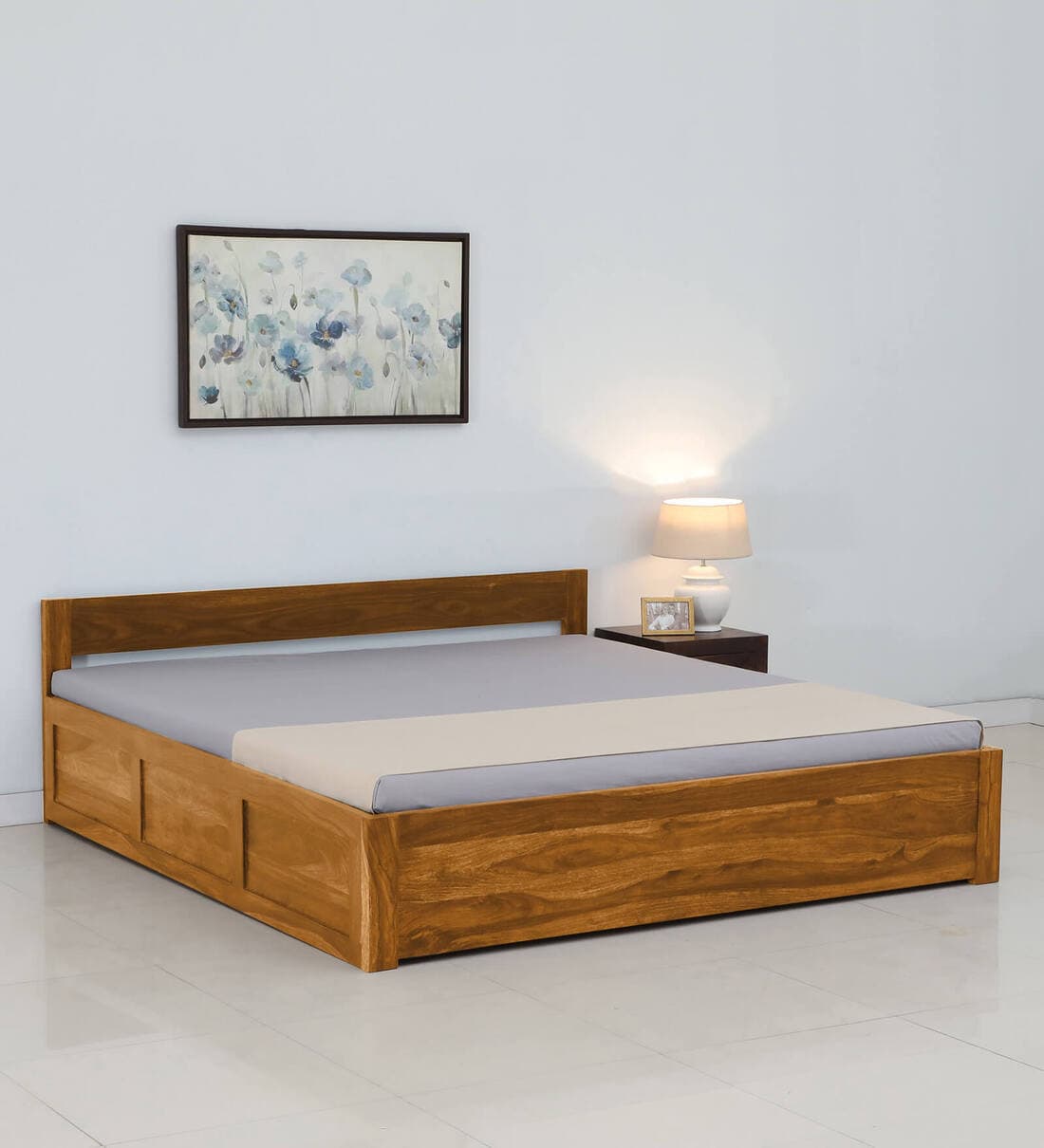 Buy Enkel Sheesham Wood King Size Bed in Scratch Resistant Rustic Teak