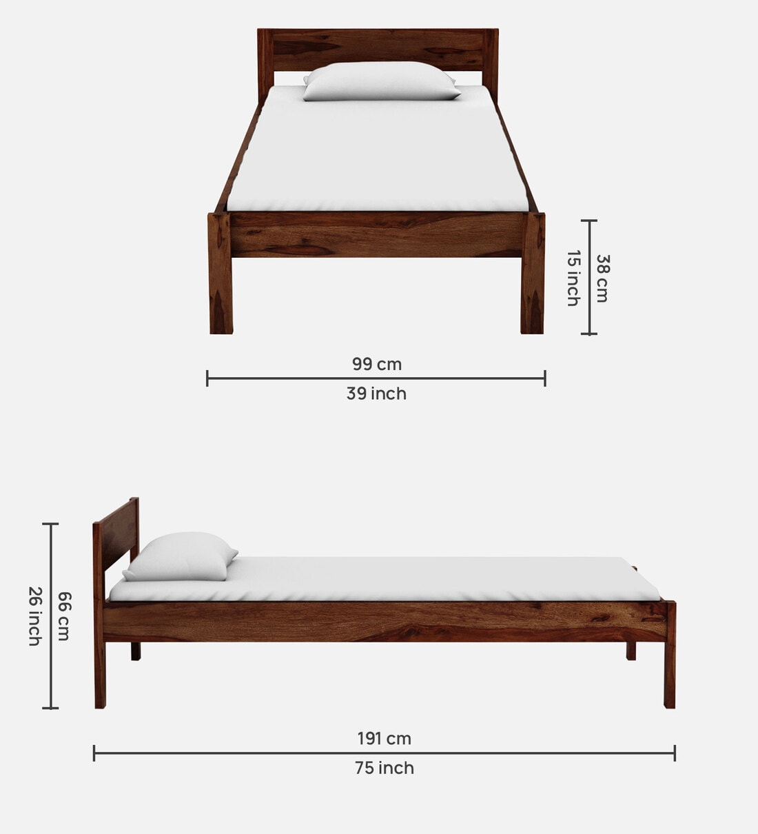 Buy Enkel Sheesham Wood Single Bed In Provincial Teak Online Modern