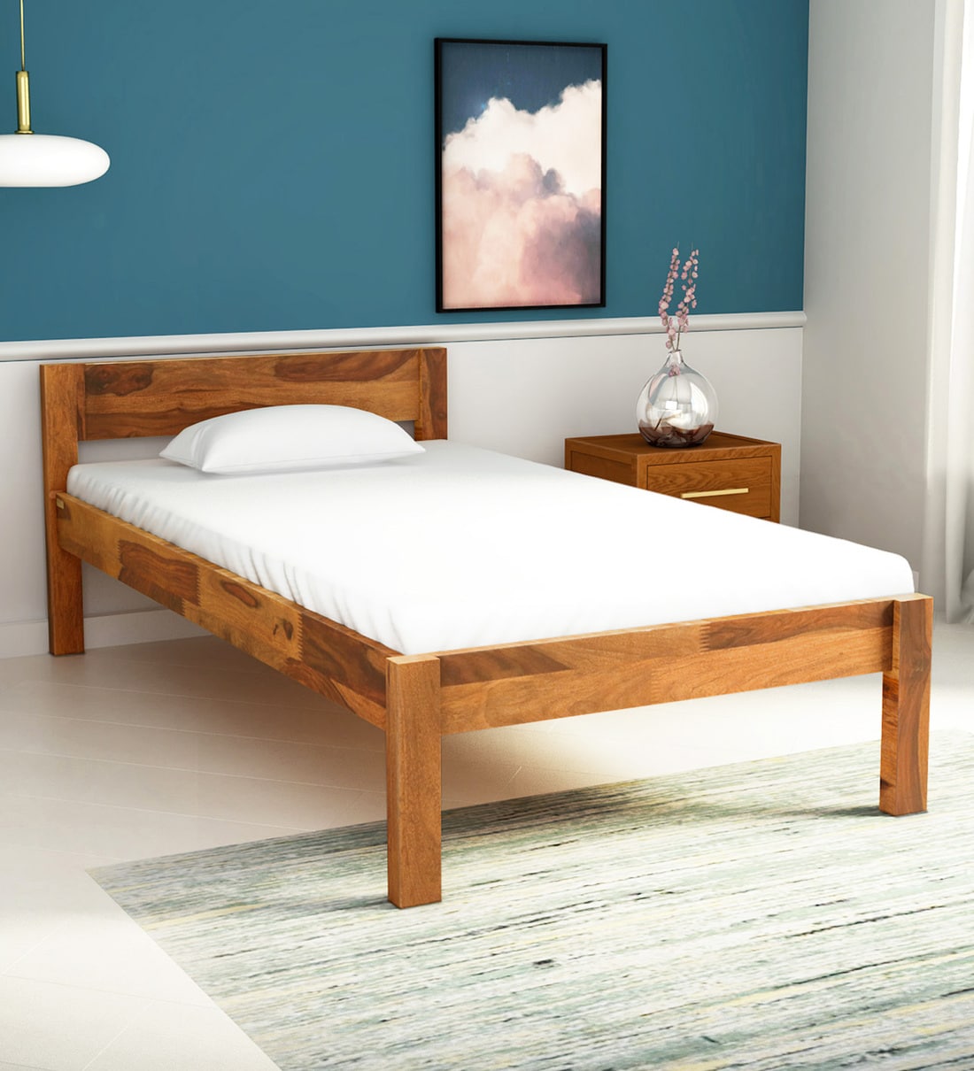 Buy Enkel Solid Wood Single Bed In Rustic Teak Finish By Woodsworth