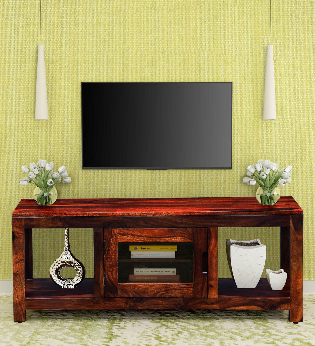 Buy Enkel Solid Wood TV Shelf in Honey Oak Finish Woodsworth By