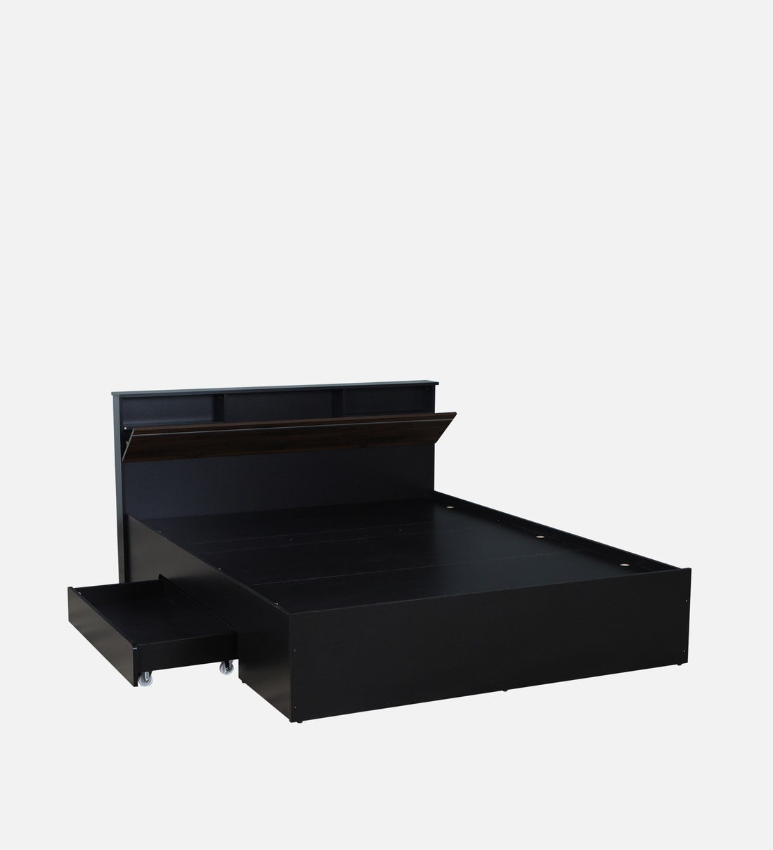 Buy Enri King Size Bed in Wenge Finish with Drawer Storage By Mintwud