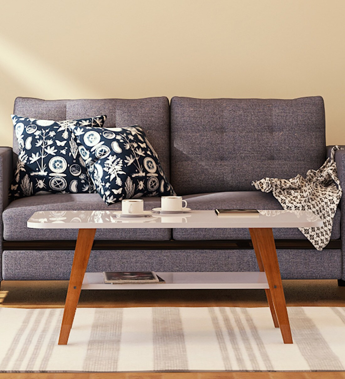 Buy Enrique Coffee Table in White Colour CasaCraft By Pepperfry