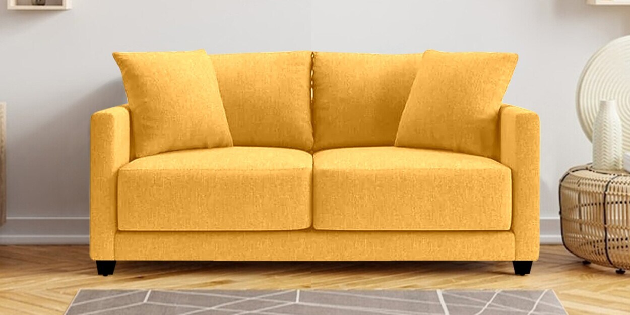 Buy Enchant Fabric 2 Seater Sofa In Lemon Yellow Colour at 30% OFF by ...