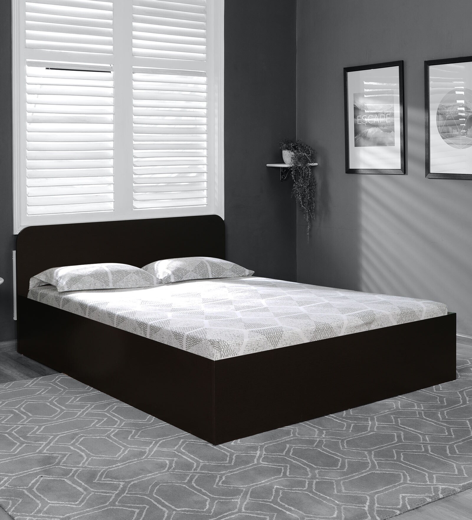 Buy Ena Queen Size Bed in Wenge Finish with Box Storage at 37 OFF by