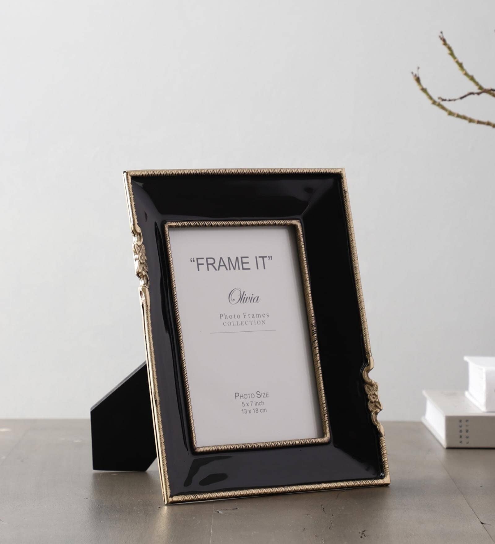 Enamel Embrace Photo Frame In Jet Black
