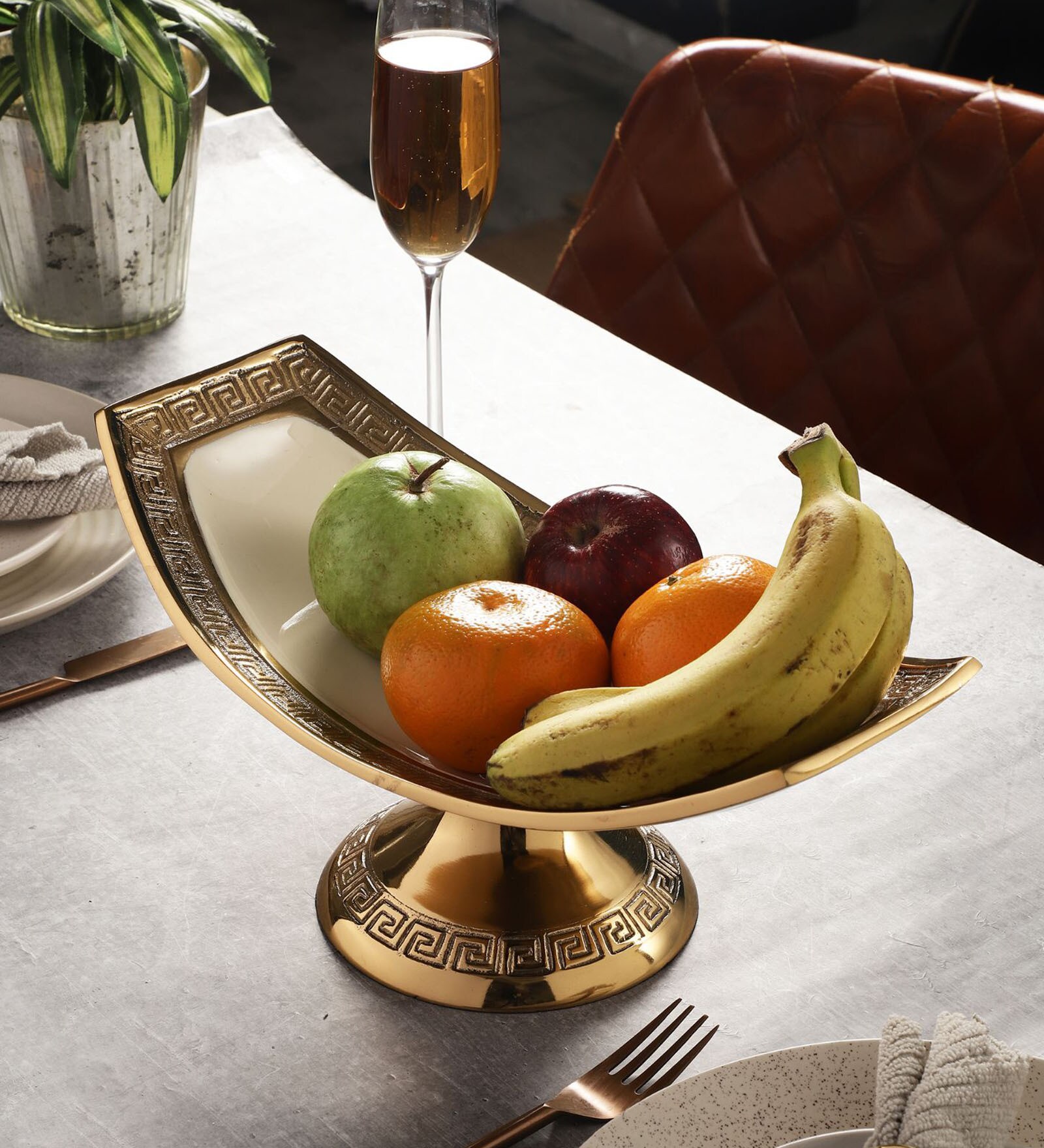 Enamel Versace Design White & Gold 14 Inch Aluminium Appetizer Platter