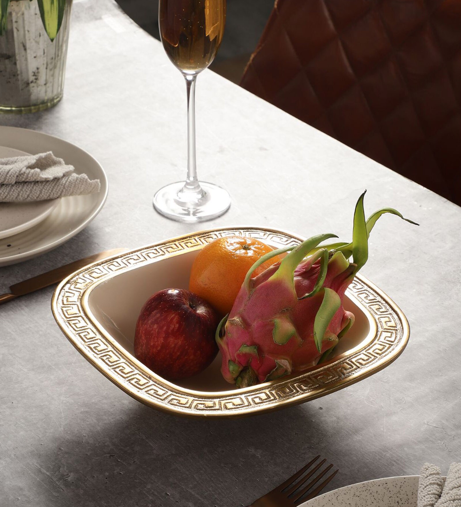 Enamel Versace White & Gold Aluminium Serving Bowl