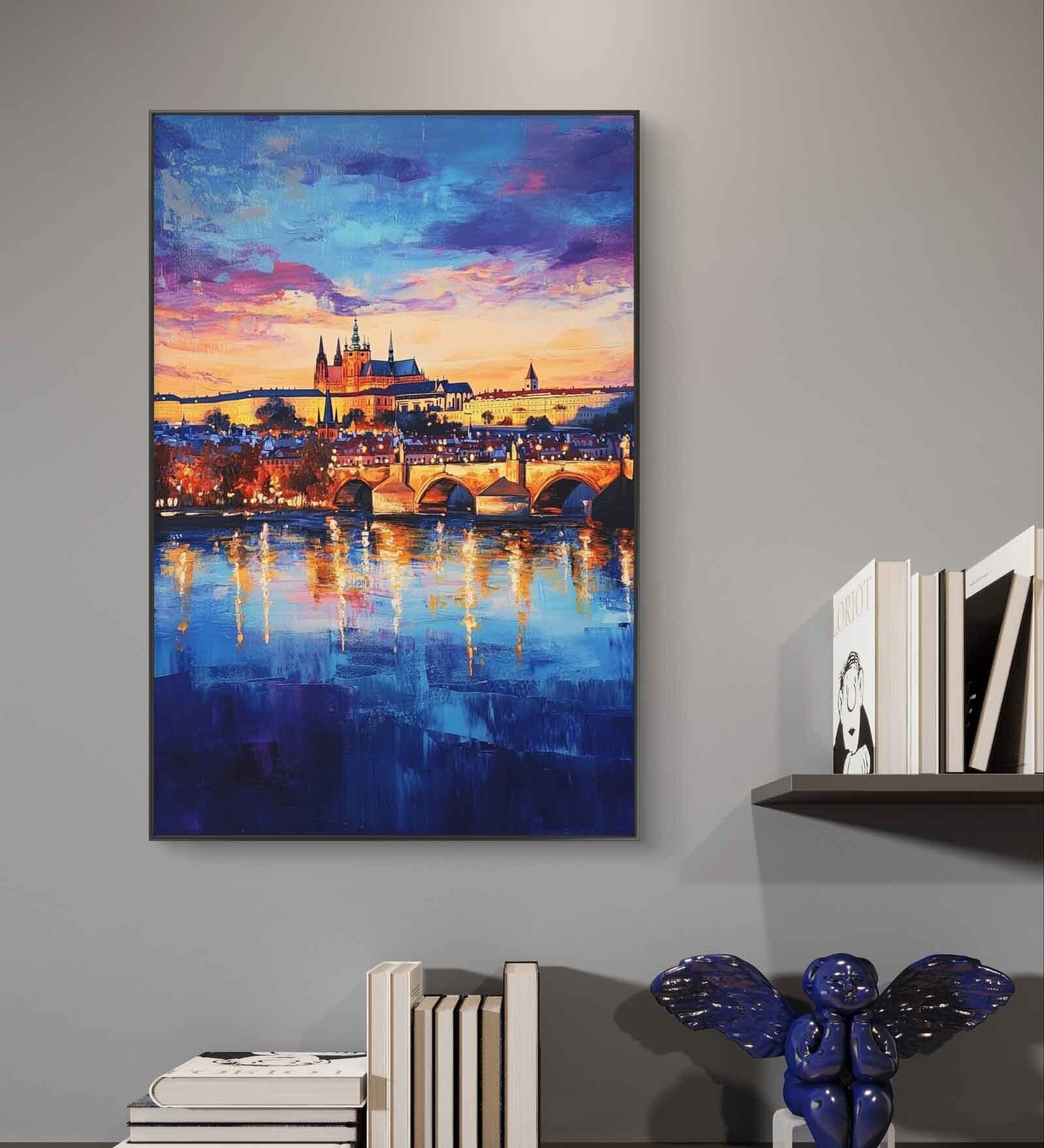 Enchanted Prague Twilight 20inx28in Gallery Wrap Canvas Painting