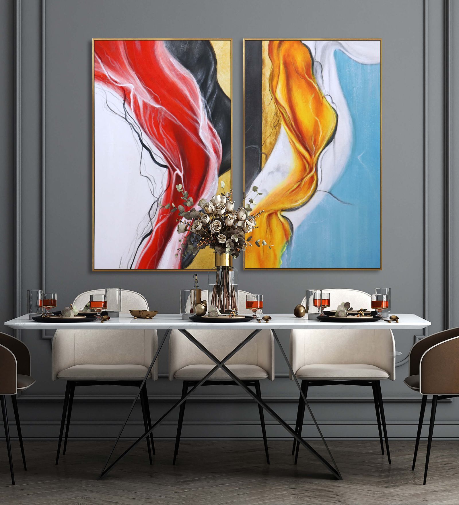 Buy Orange Enchanting Canvas Framed Acrylic Paint Hand Paintings at 20% ...