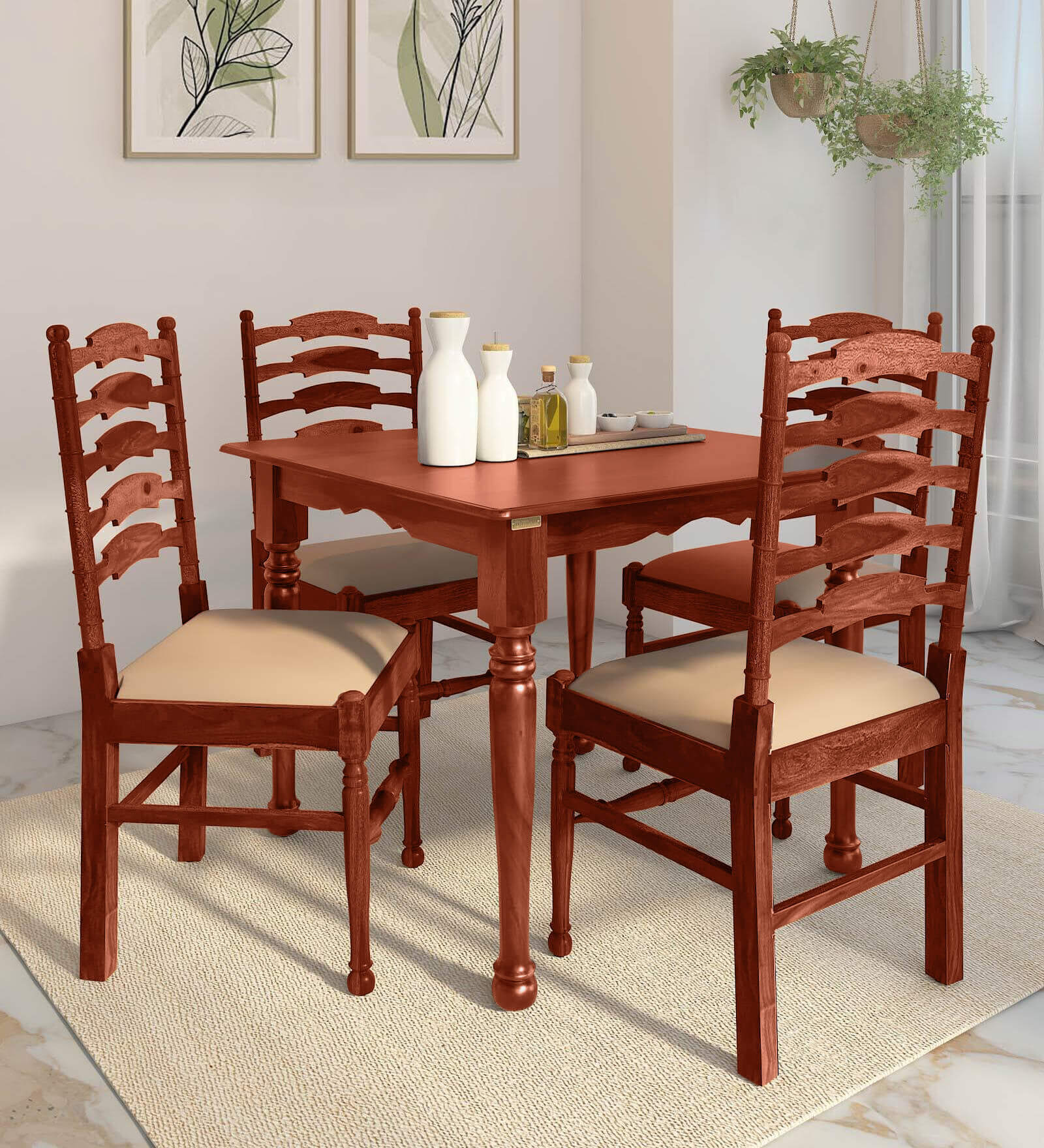 Buy Encore Sheesham Wood 4 Seater Dining Set In Honey Oak Finish at 30% ...