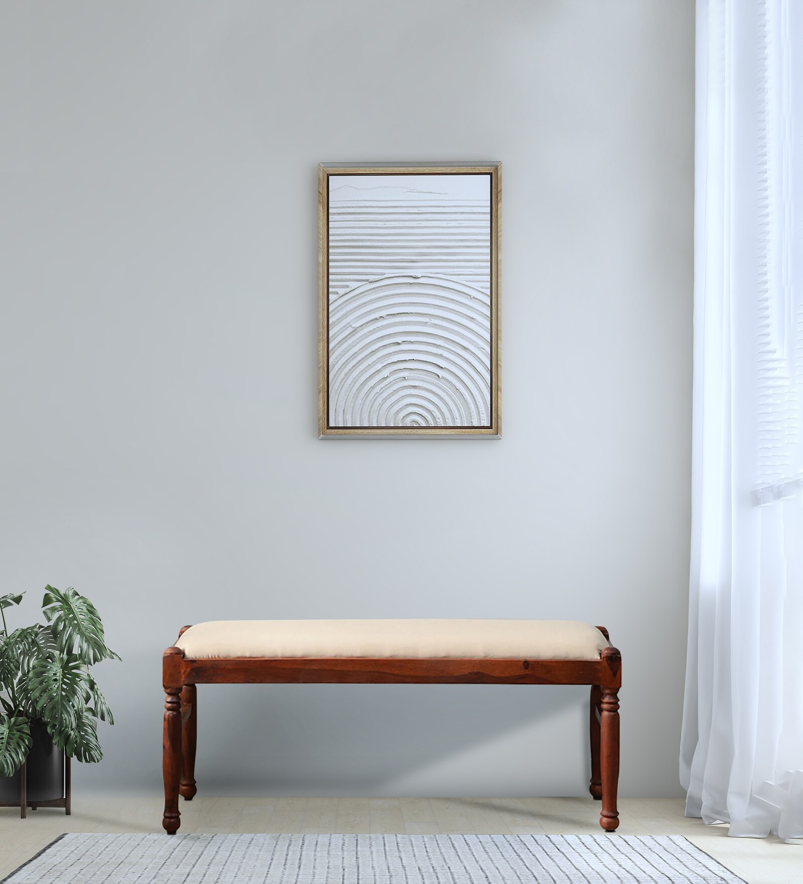 Encore Sheesham Wood Bench In Honey Oak Finish