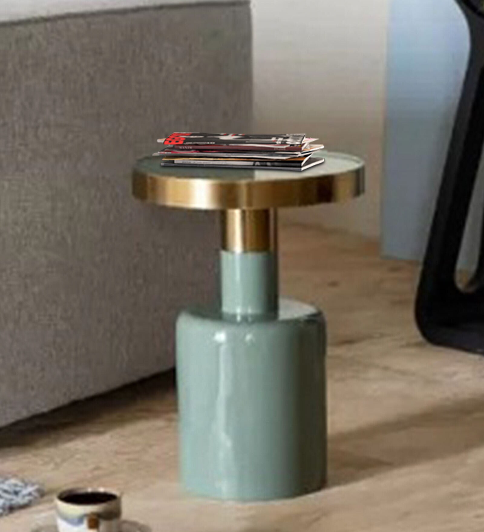 Buy Harmony Metal End Table in Shiny Seage & Gold Finish at 37 OFF by