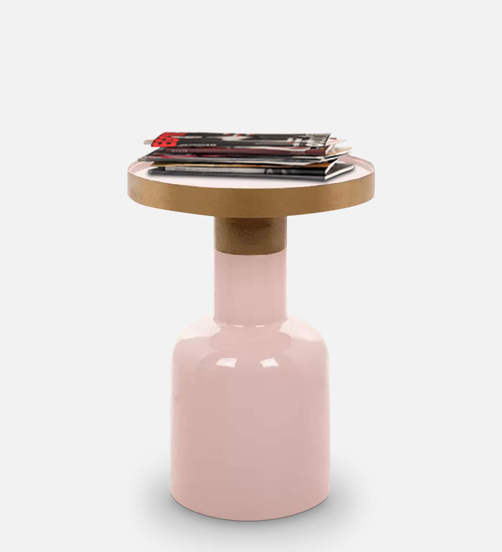 Flamingo Metal End Table in Shiny Pink & Gold Finish Flamingo Metal End Table in Shiny Pink & Gold Finish