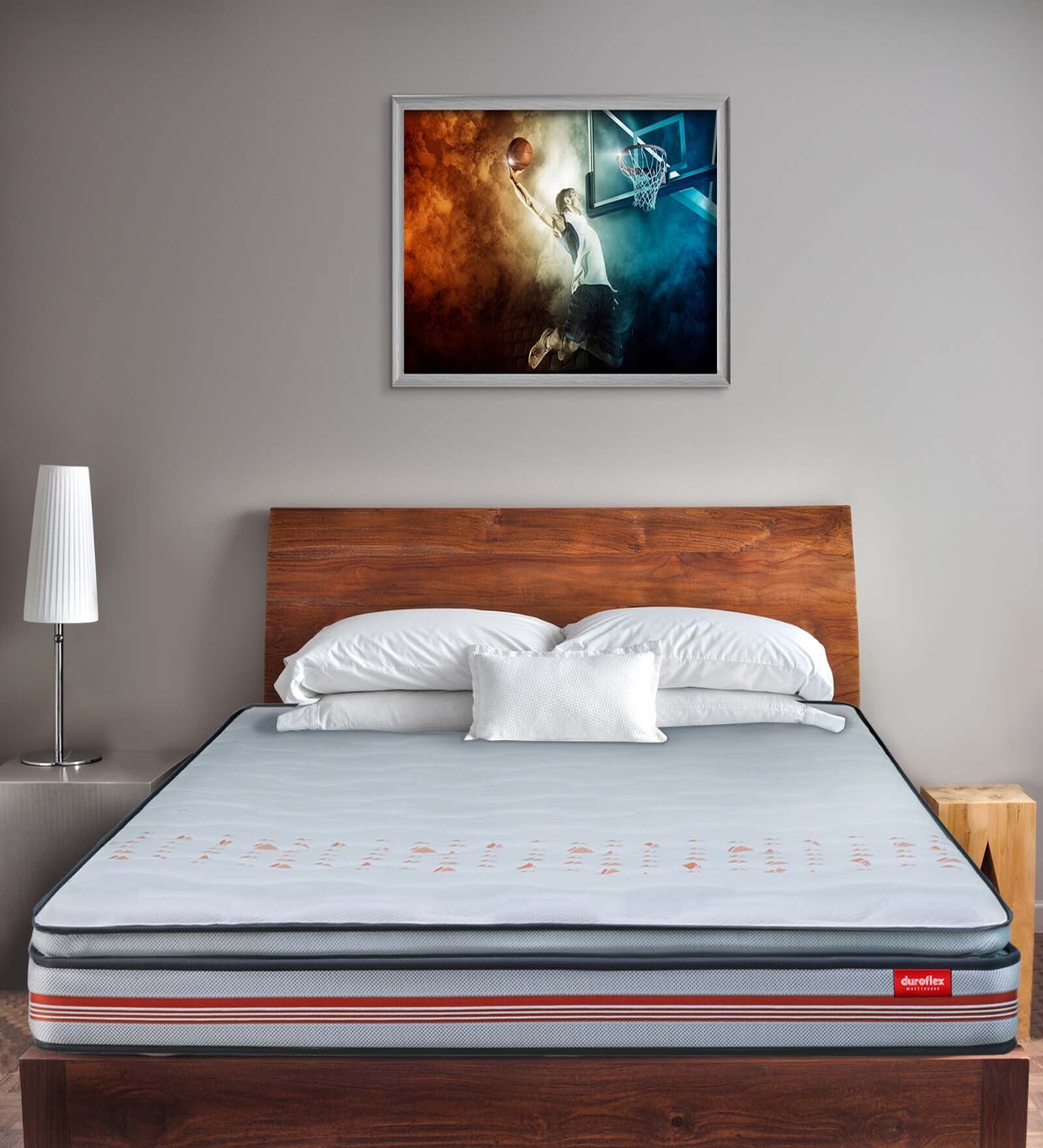 Endure Bonnell Spring & Foam 8 inch Queen Size Mattress with 2 Free Pillows in Beige Colour