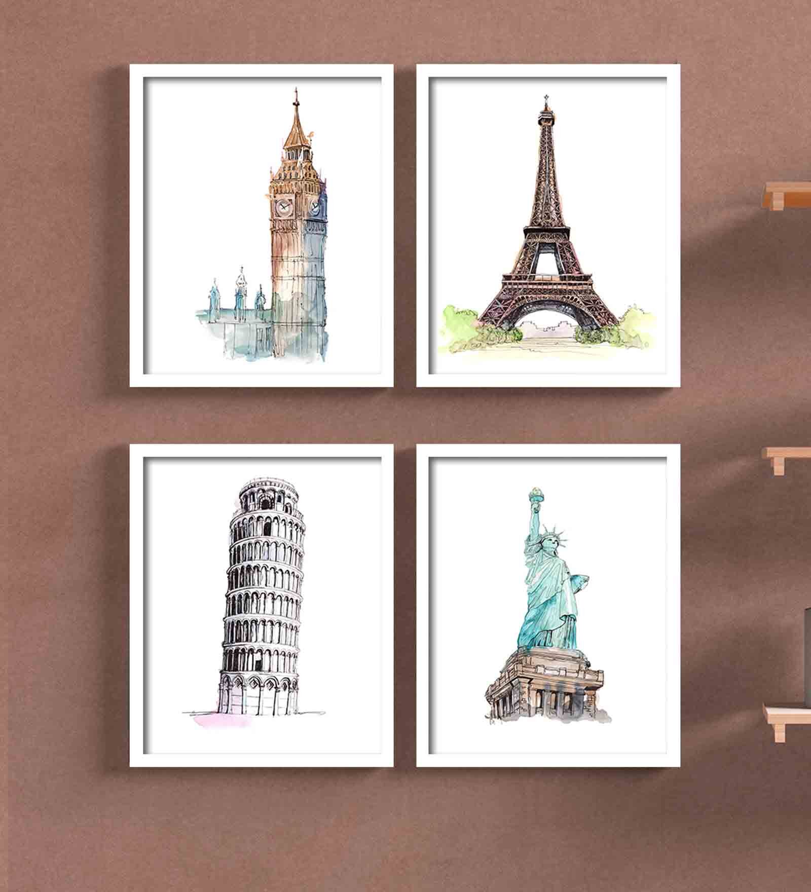 Mastery Assorted Engineered Wood Framed Art Print Set of 4