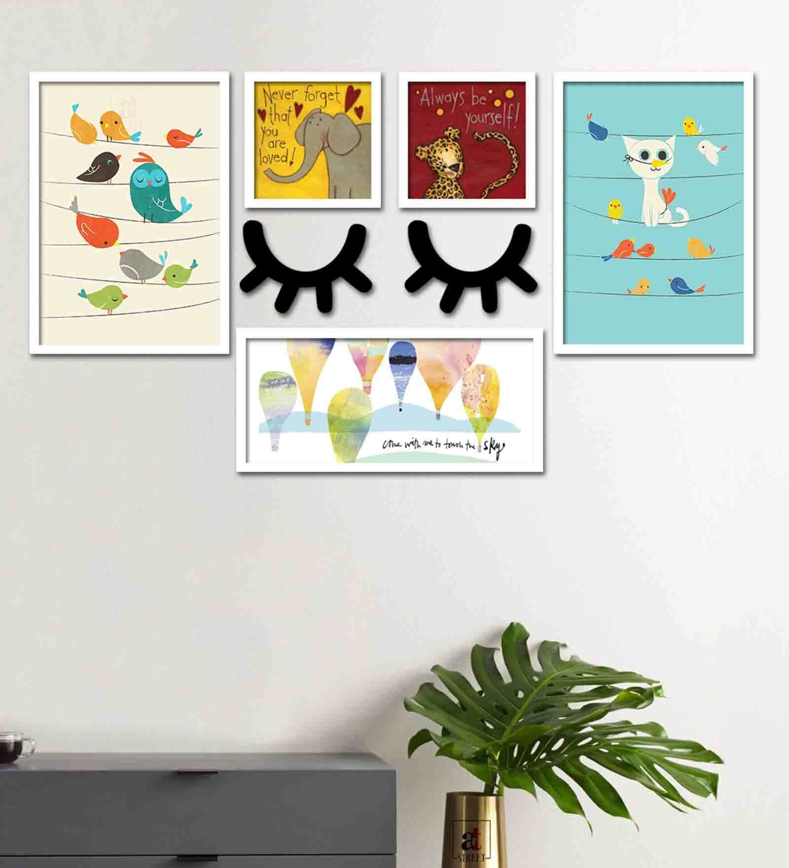 White Engineered Wood Framed Art Print Set of 5