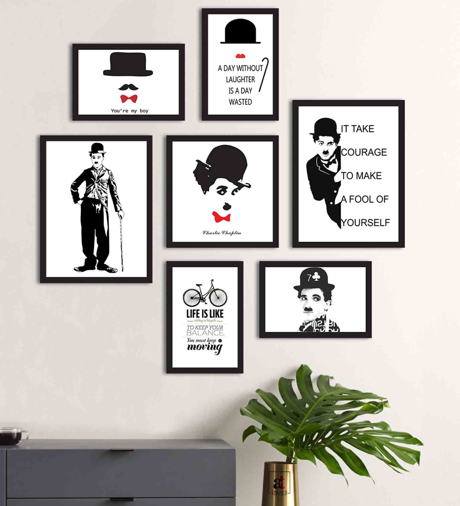 Green Engineered Wood Framed Art Print Set of 7