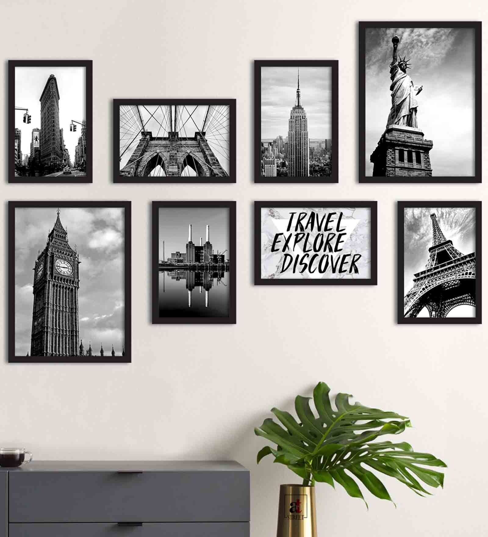 Talent Black Engineered Wood Framed Art Print Set of 8