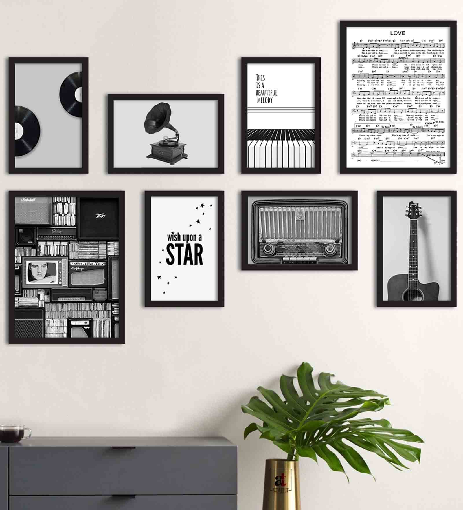 Ancient Black Engineered Wood Framed Art Print Set of 8