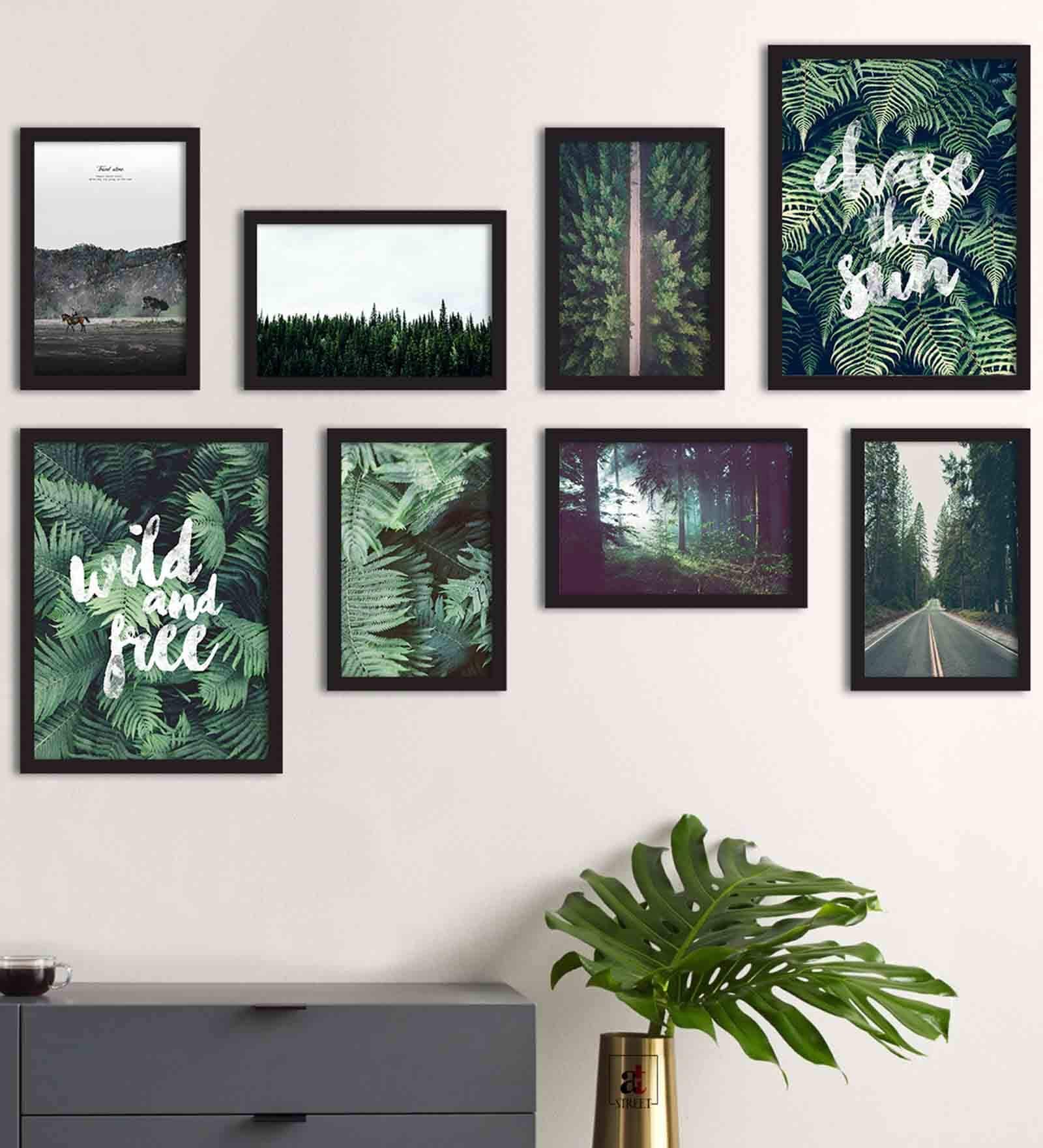 Visual Blue Engineered Wood Framed Art Print Set of 8
