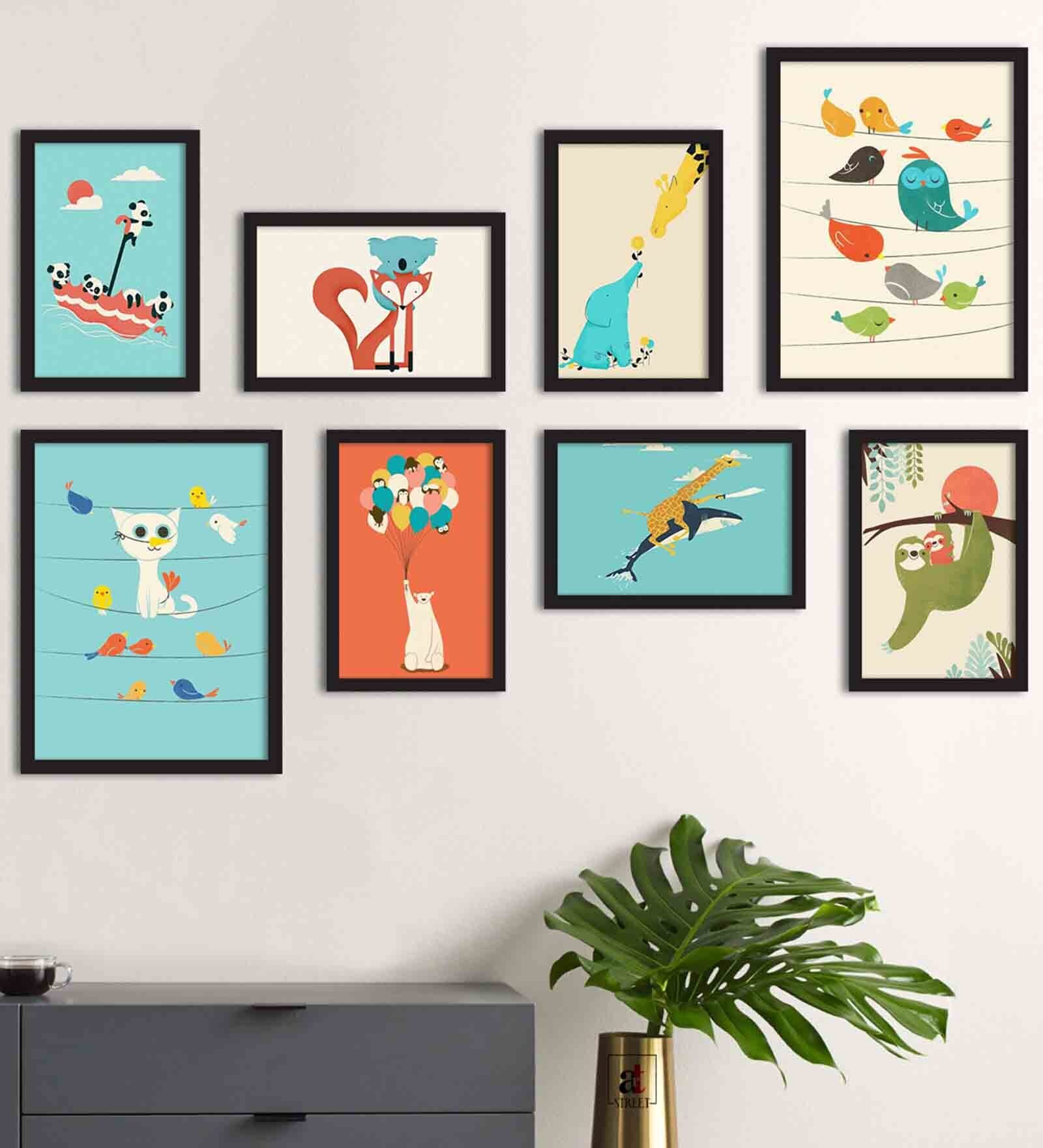 Gold Engineered Wood Framed Art Print Set of 8