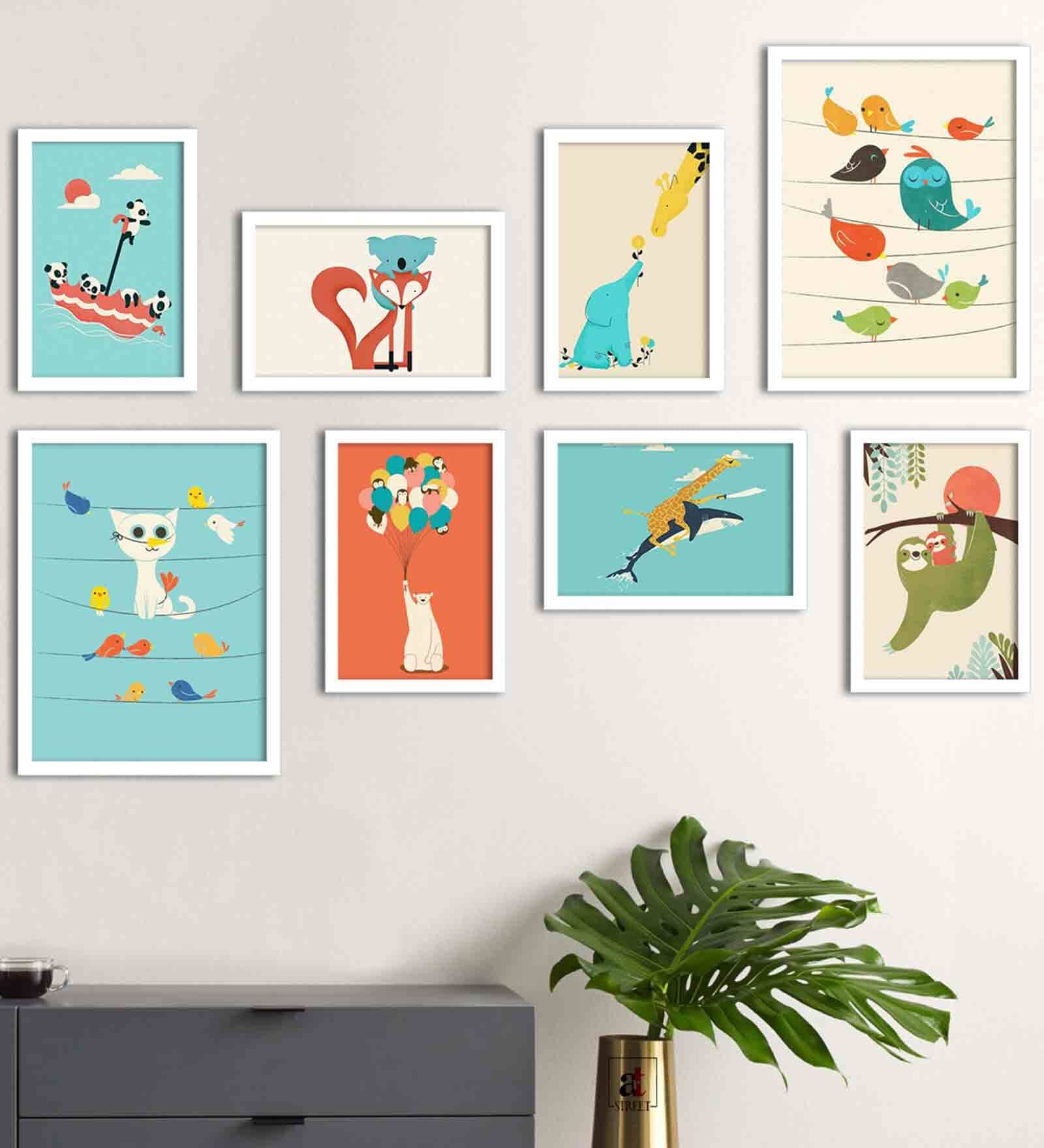 Engineered Wood Decorative Set Of 8 Wall Panel In Gold