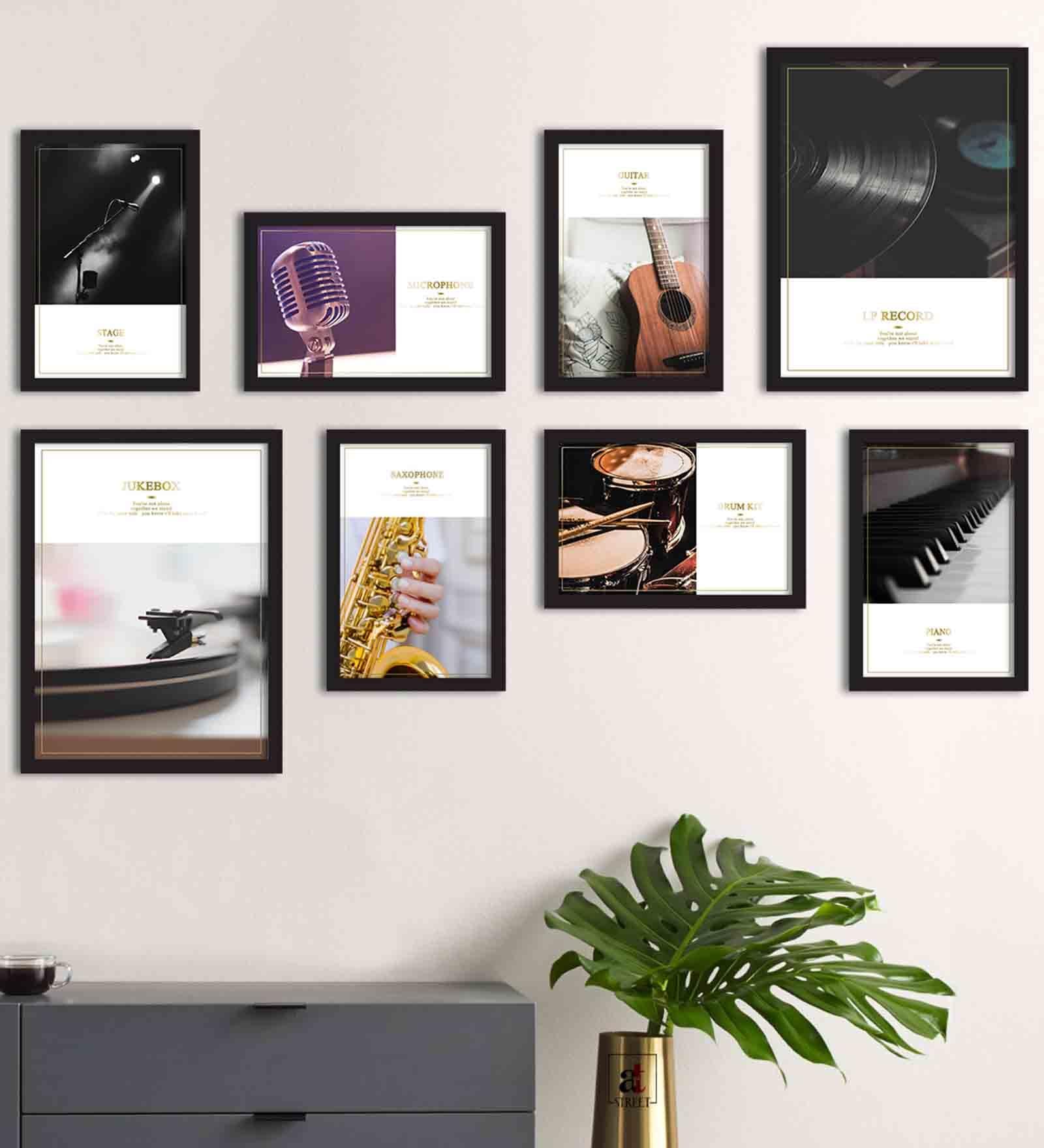 Knight Grey Engineered Wood Framed Art Print Set of 8