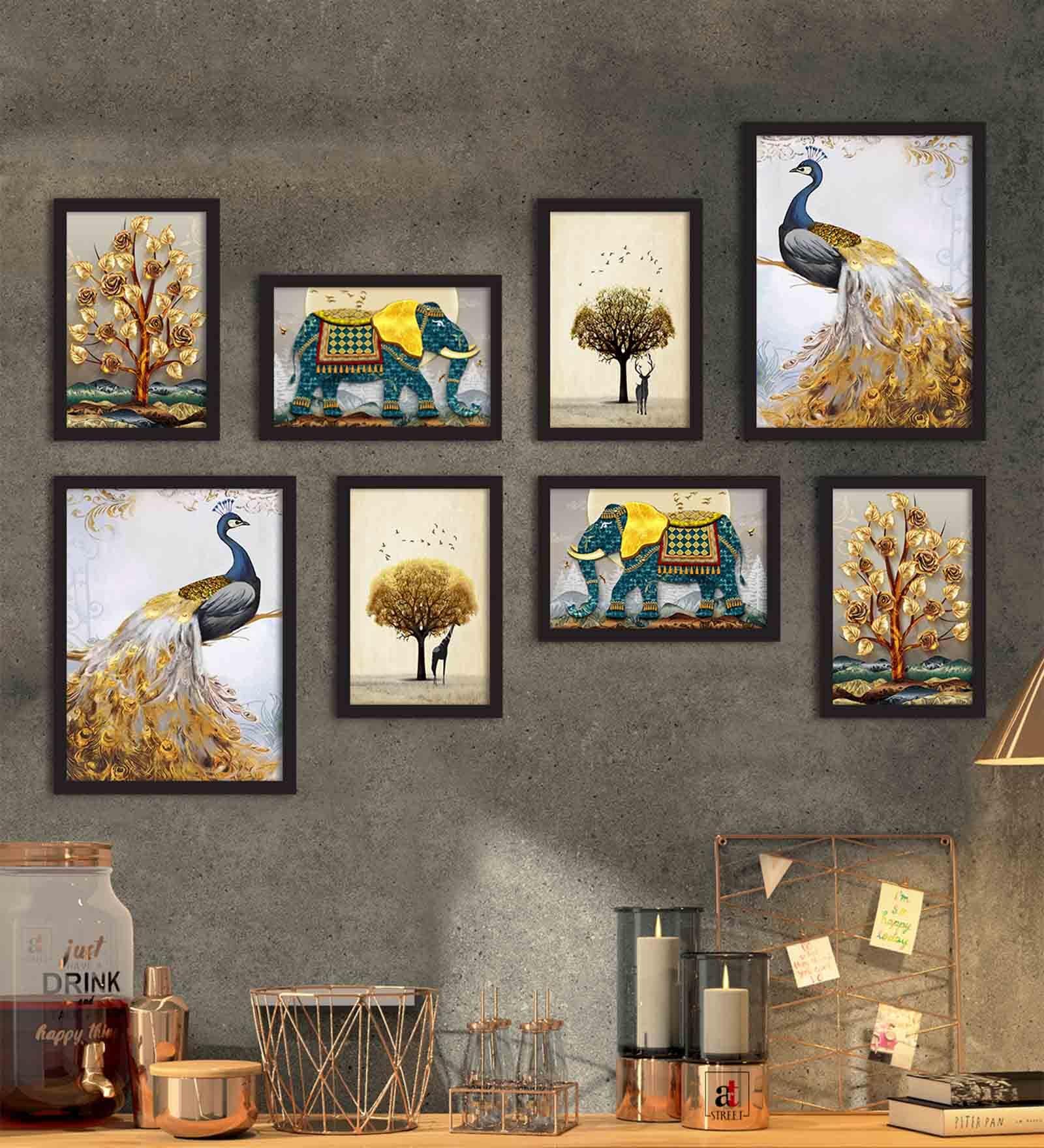 White Engineered Wood Framed Art Print Set of 8