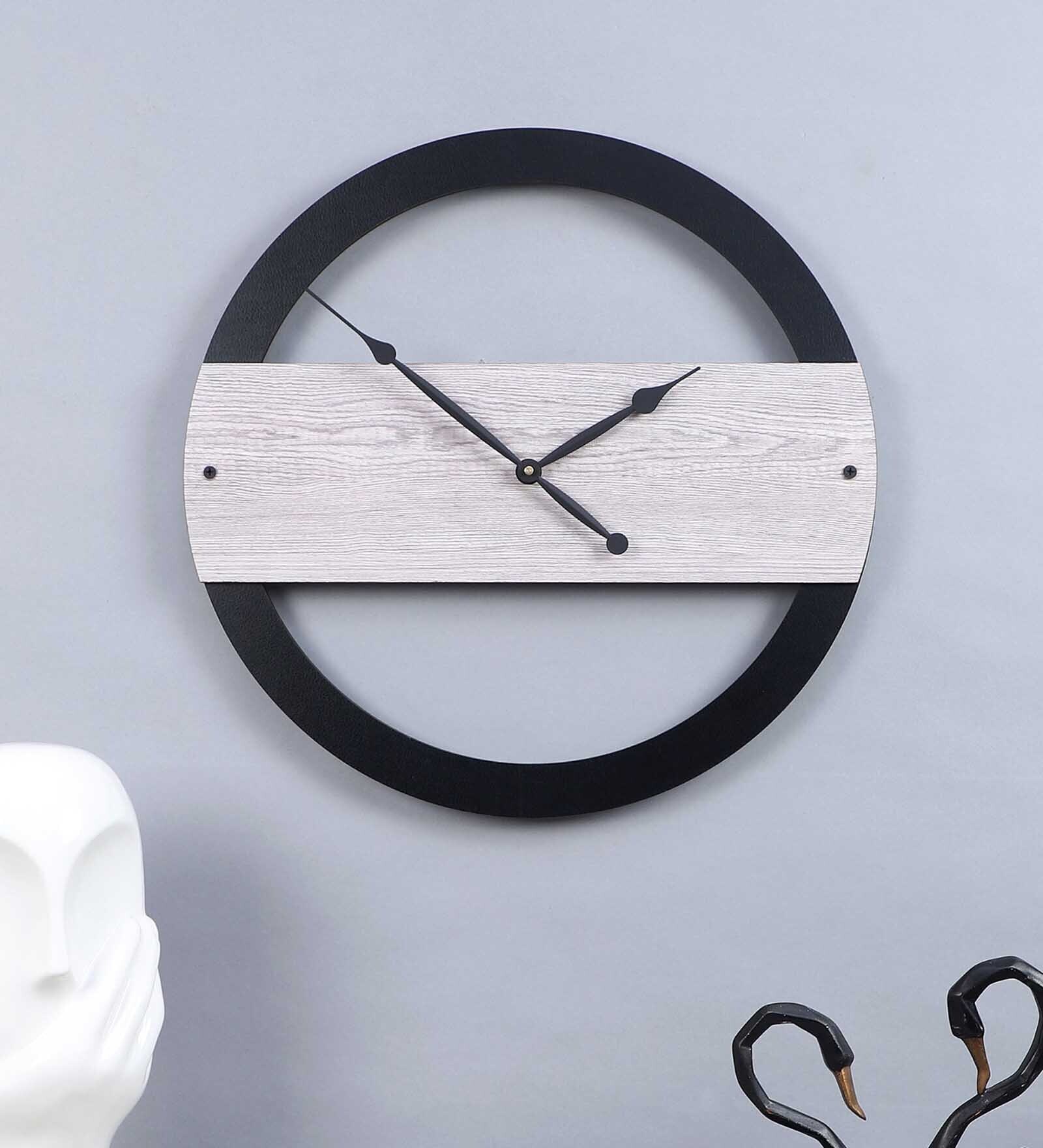 Buy Engineered Wood Wall Clock In Grey By Vardaanya Homes at 53 OFF by