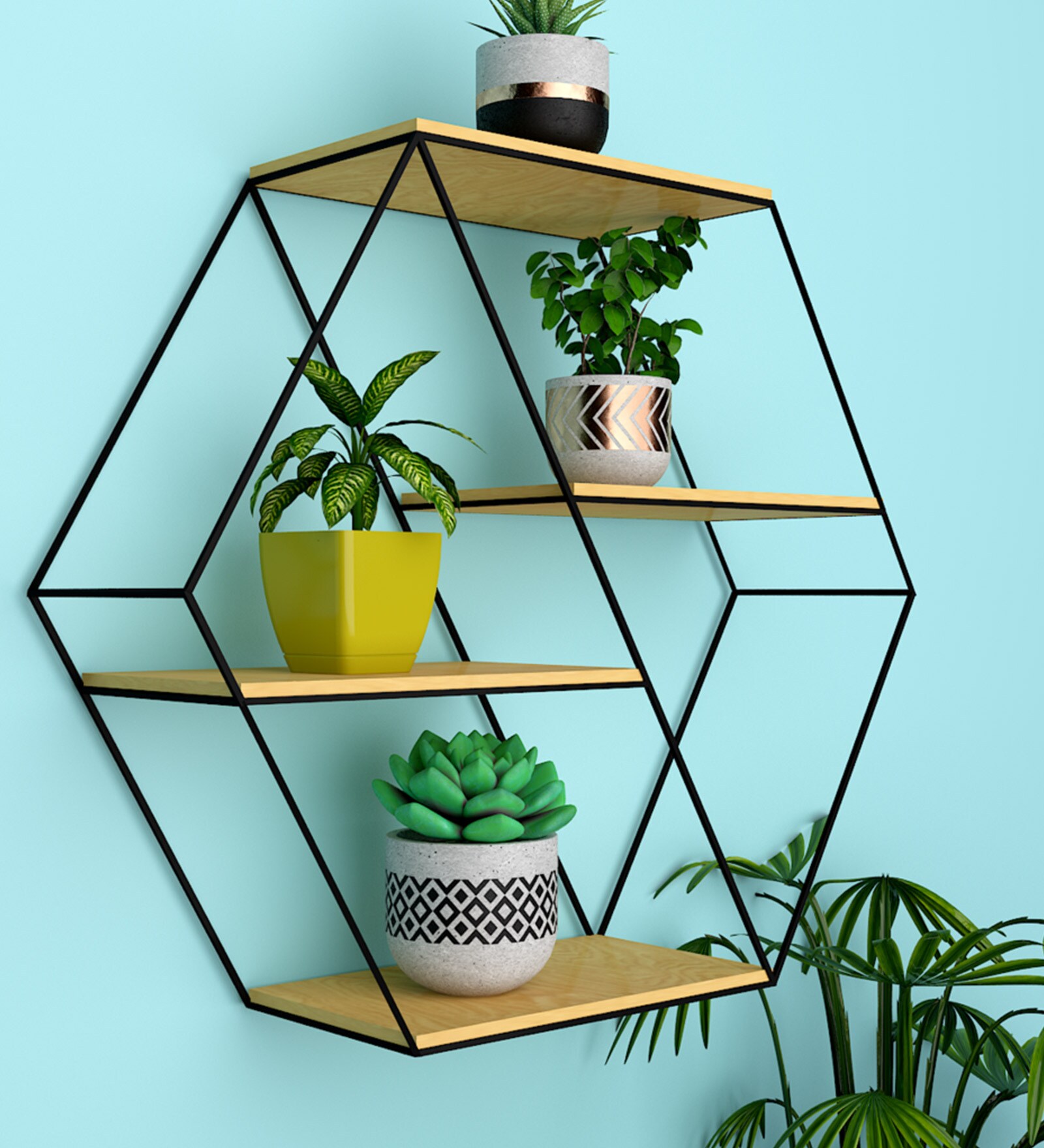 Buy Metal Wall Shelf in Brown Colour By WallMantra at 52 OFF by