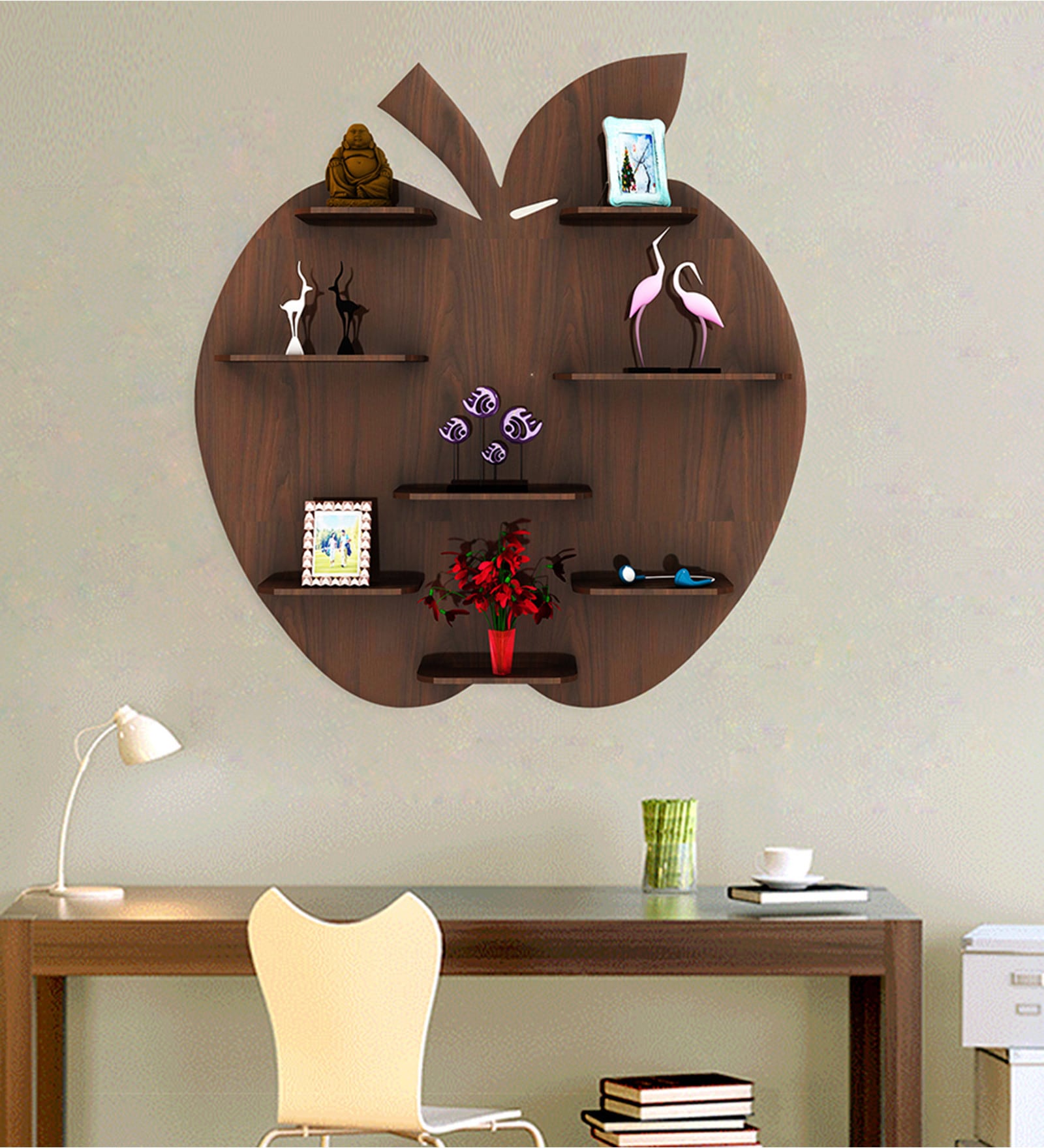 Engineered Wood Wallshelf in Walnut Finish