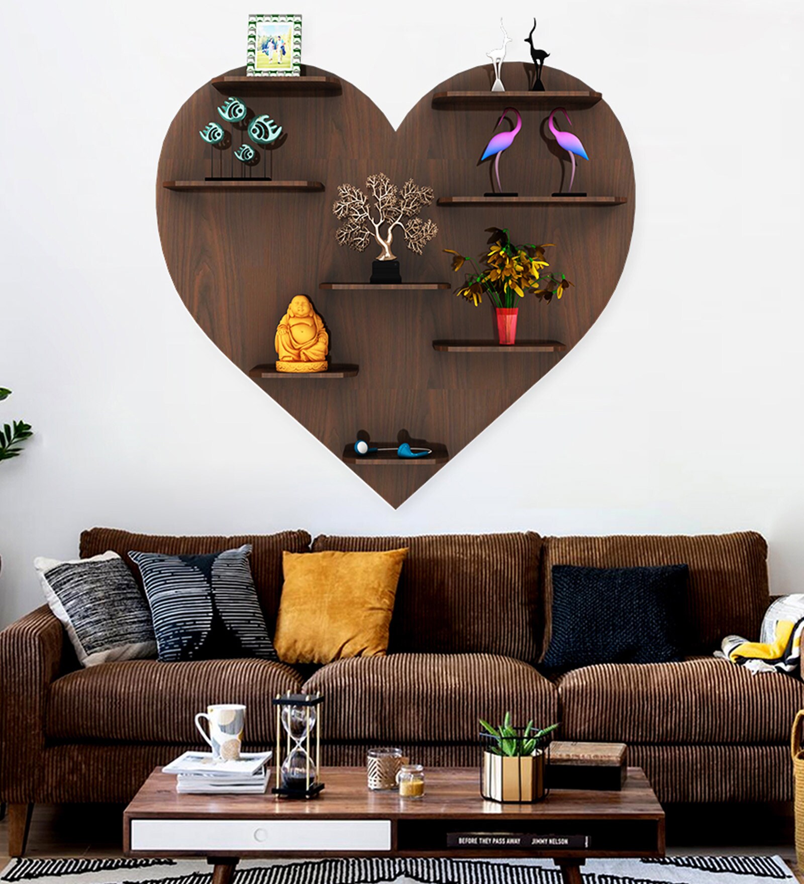 Engineered Wood Wallshelf in Walnut Finish