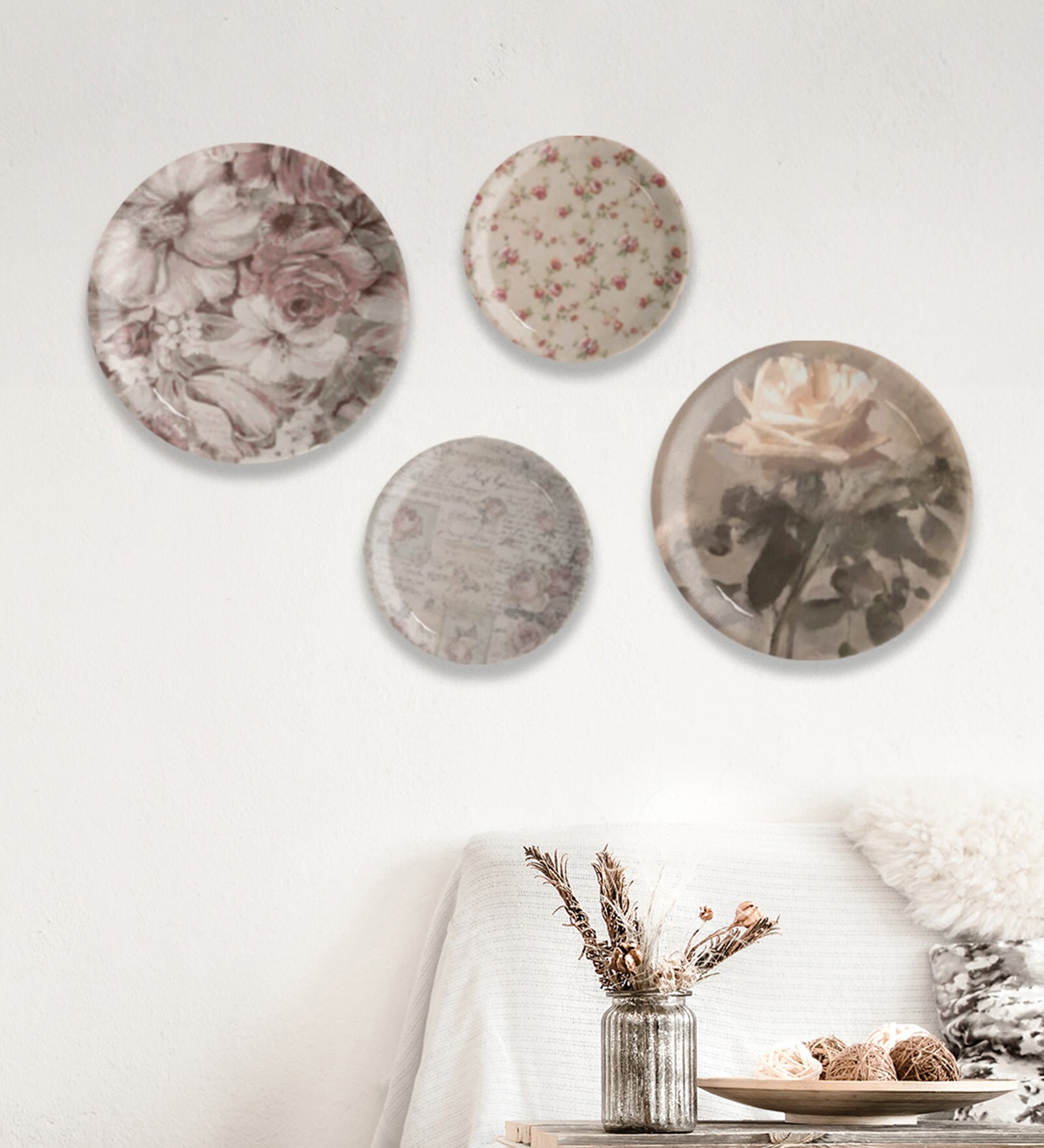 English Floral Porcelain Wall Plate Collection