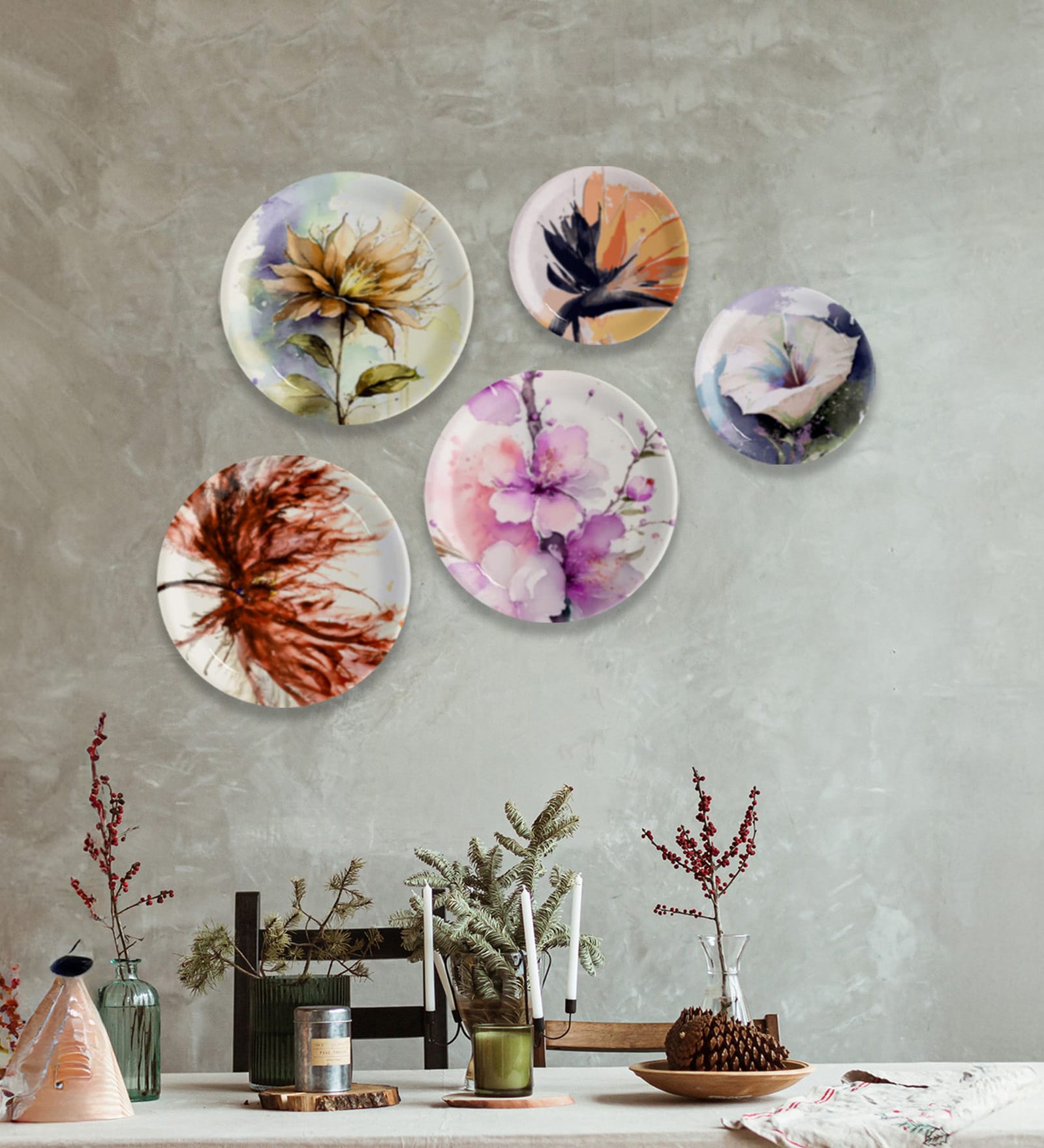 English Flower Porcelain Wall Plate Collection