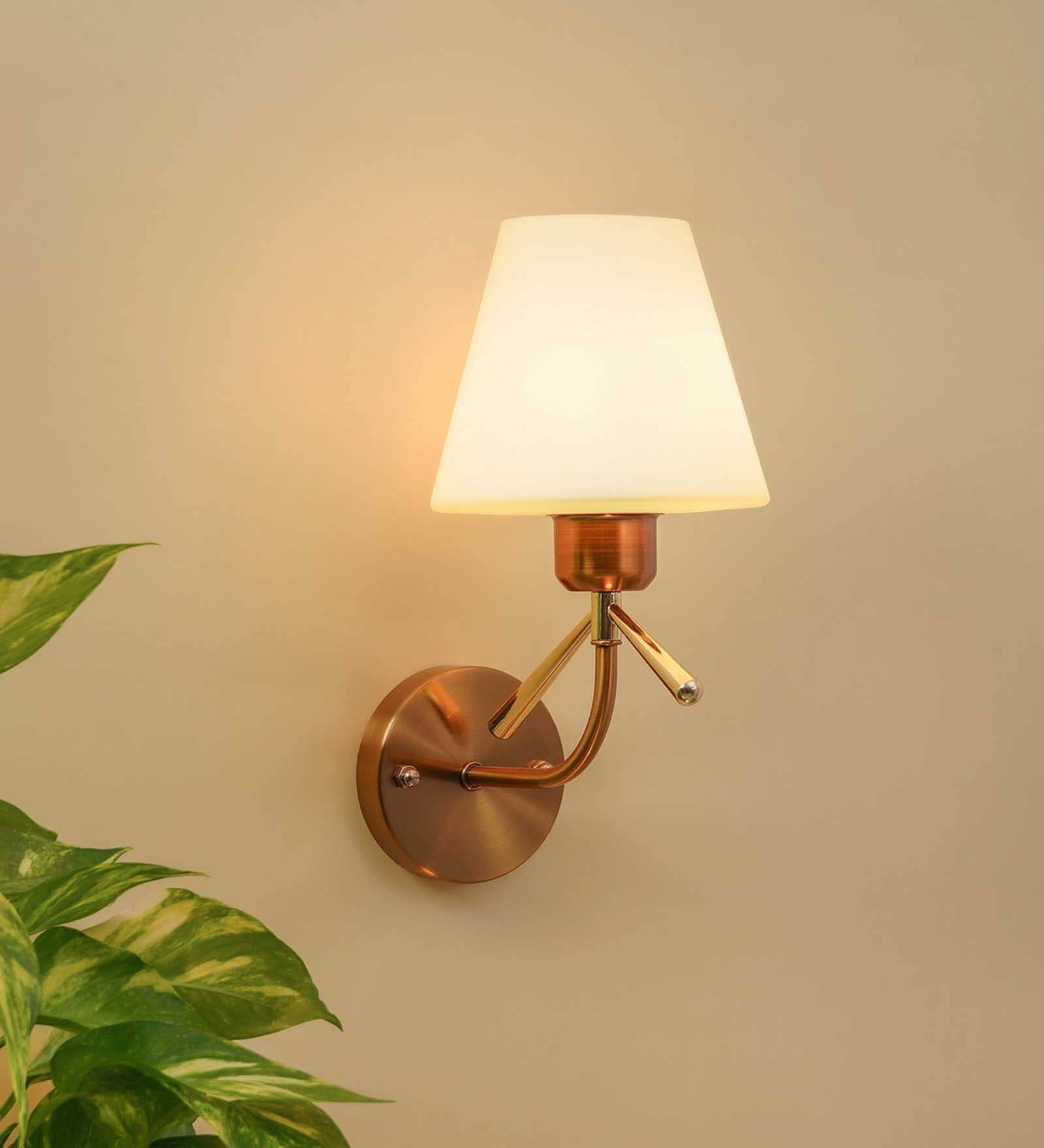 Concave Brass Metal and Glass Wall Sconces