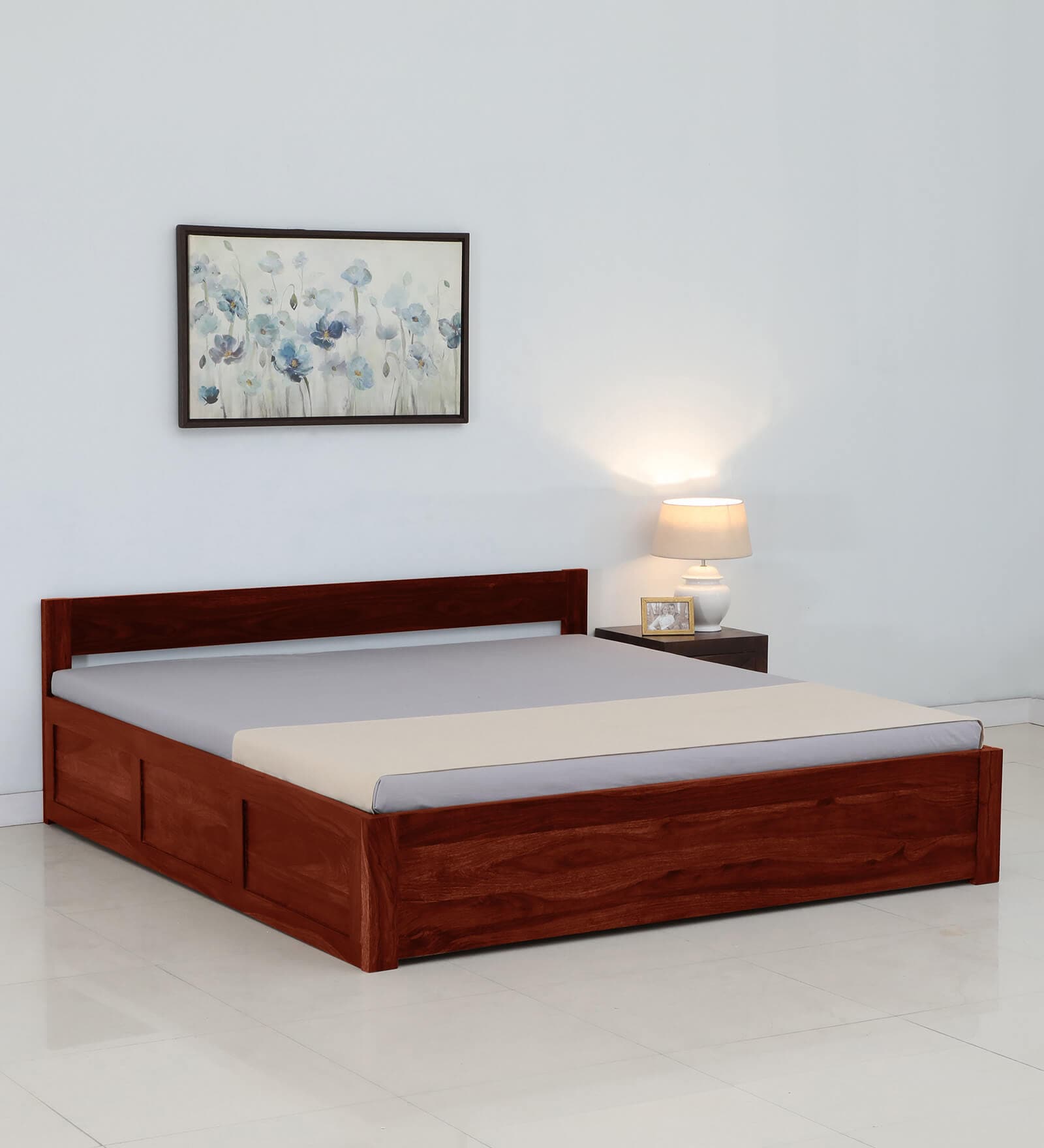 Buy Enkel Sheesham Wood King Size Bed in Scratch Resistant Honey Oak ...