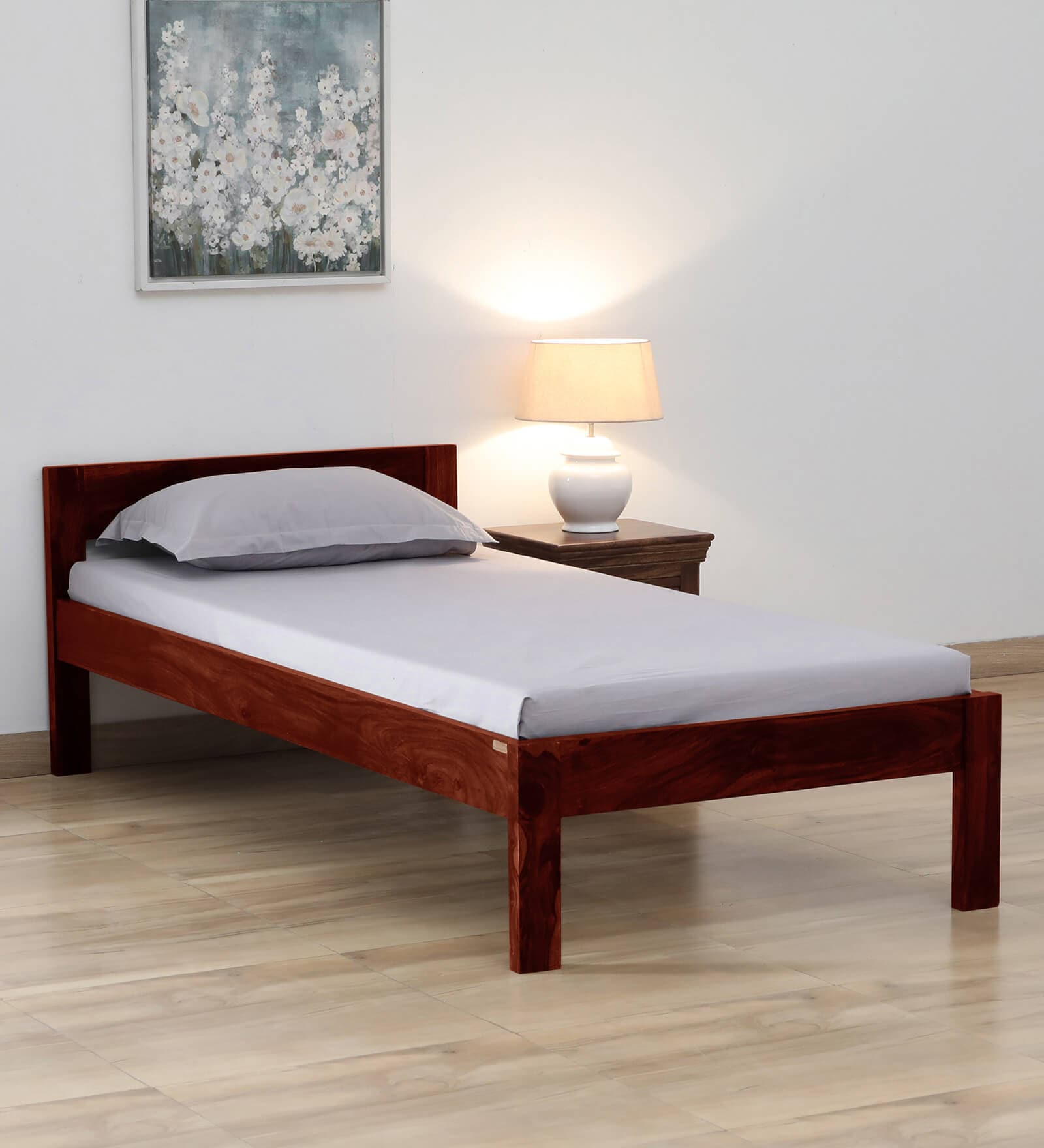 Enkel Sheesham Wood Single Bed in Scratch Resistant Honey Oak Enkel Sheesham Wood Single Bed in Scratch Resistant Honey Oak