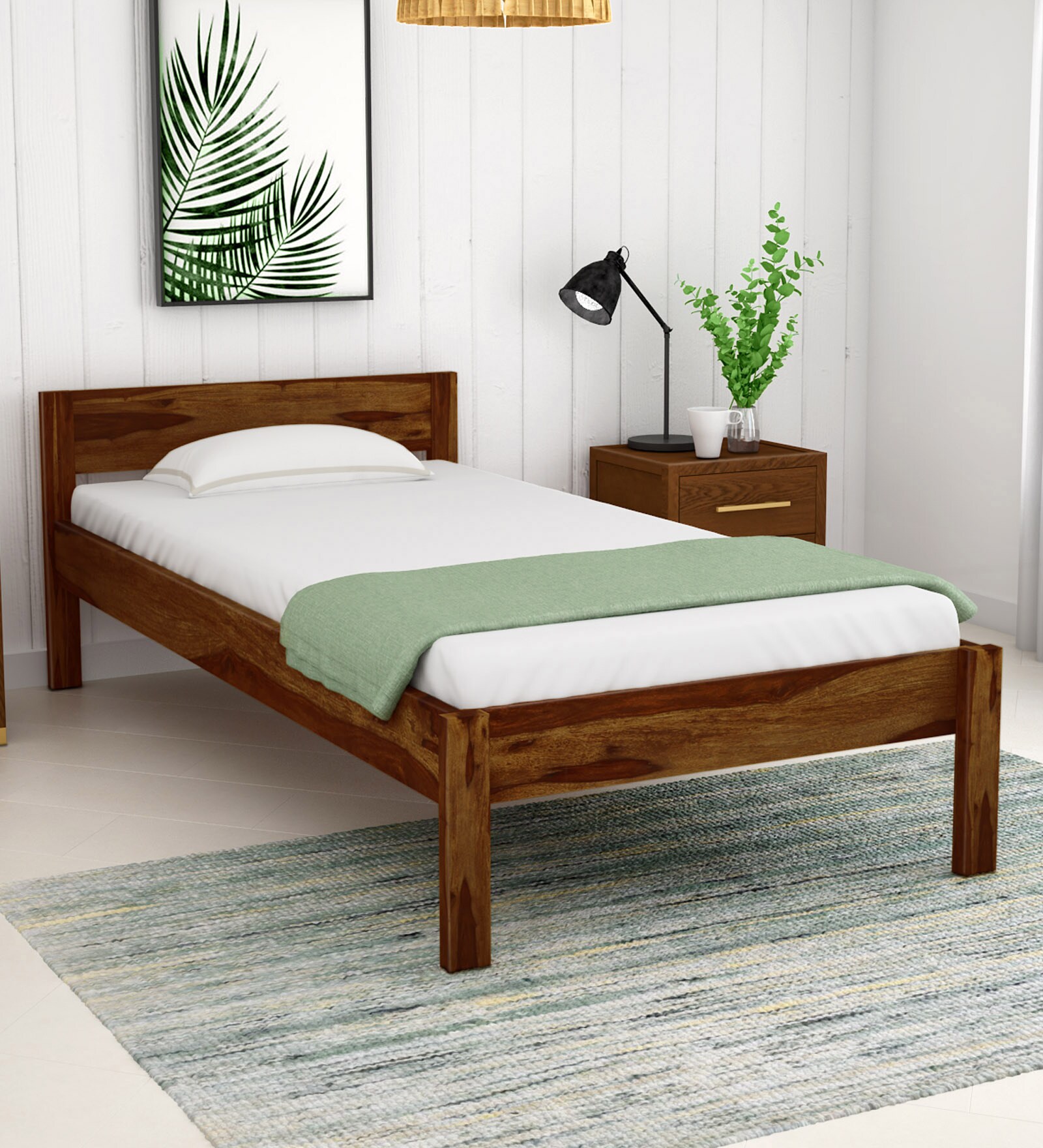 Buy Enkel Solid Wood Single Bed In Provincial Teak Finish - Woodsworth ...