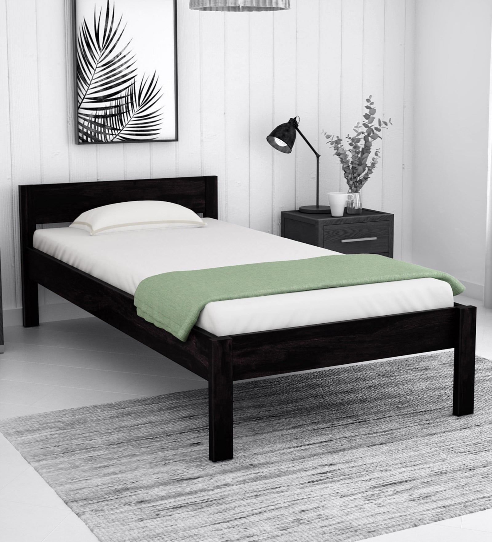 Enkel Sheesham Wood Single Bed In Warm Chestnut Finish