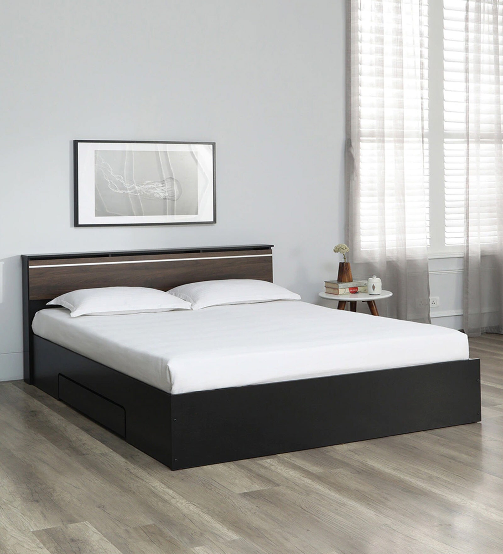 Buy Enri Queen Size Bed in Wenge Finish with Drawer Storage at 23 OFF