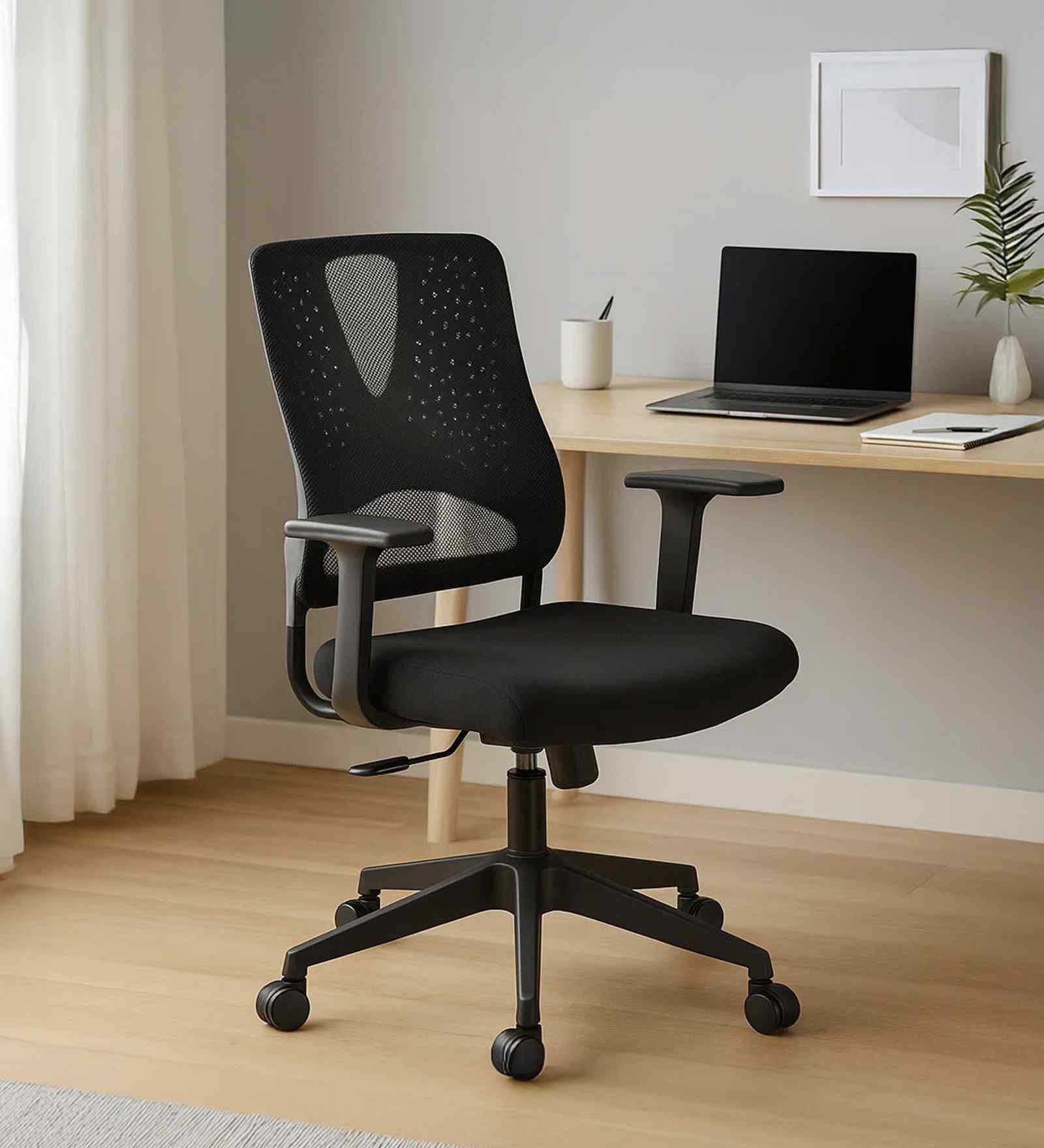 Enrich Mid Back Breathable Mesh Ergonomic Chair In Black Colour